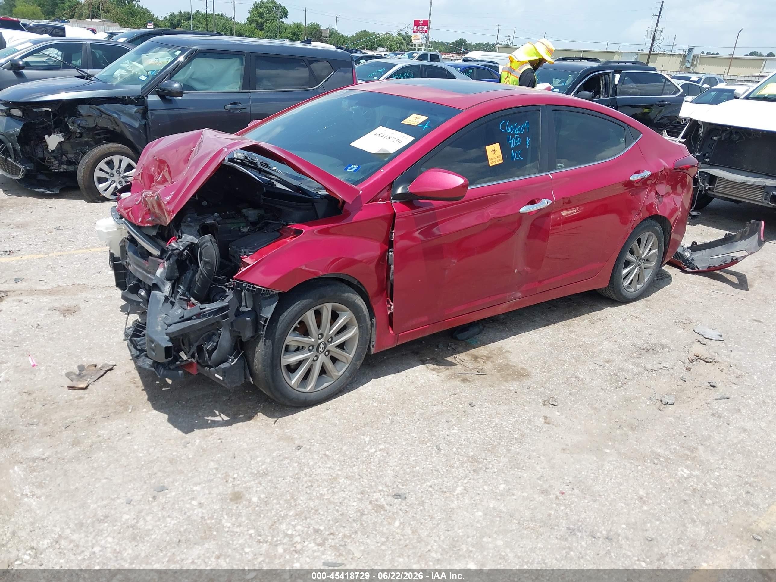 2015 Hyundai Elantra Se Red vin: KMHDH4AE6FU354050