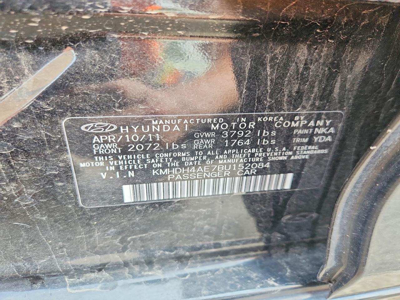 2011 Hyundai Elantra Gls Black vin: KMHDH4AE7BU152084