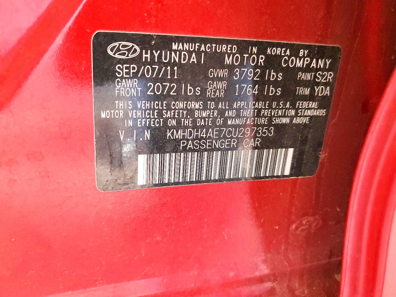 2012 Hyundai Elantra Gls Красный vin: KMHDH4AE7CU297353