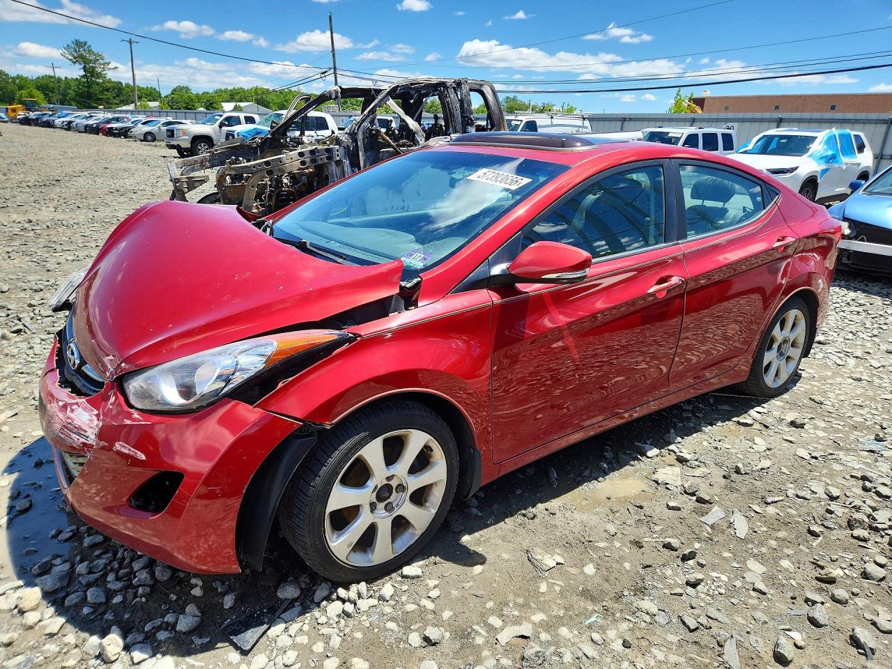 2012 Hyundai Elantra Limited Red vin: KMHDH4AE7CU324373