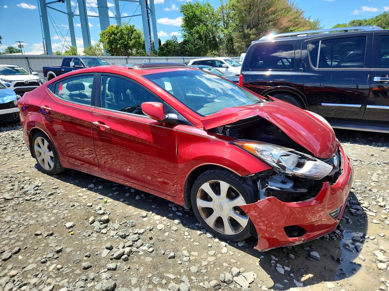 2012 Hyundai Elantra Limited Red vin: KMHDH4AE7CU324373