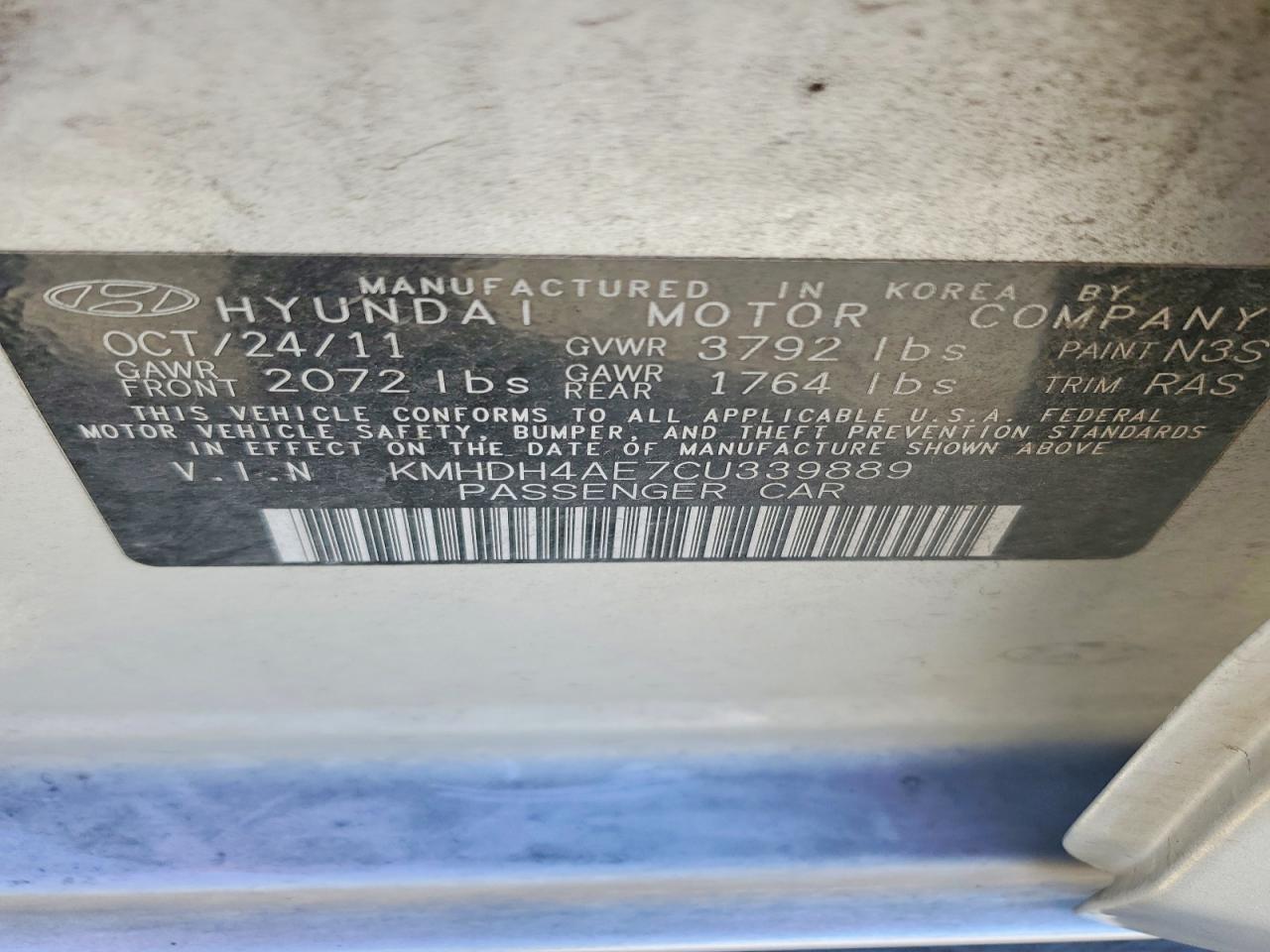2012 Hyundai Elantra Gls Silver vin: KMHDH4AE7CU339889