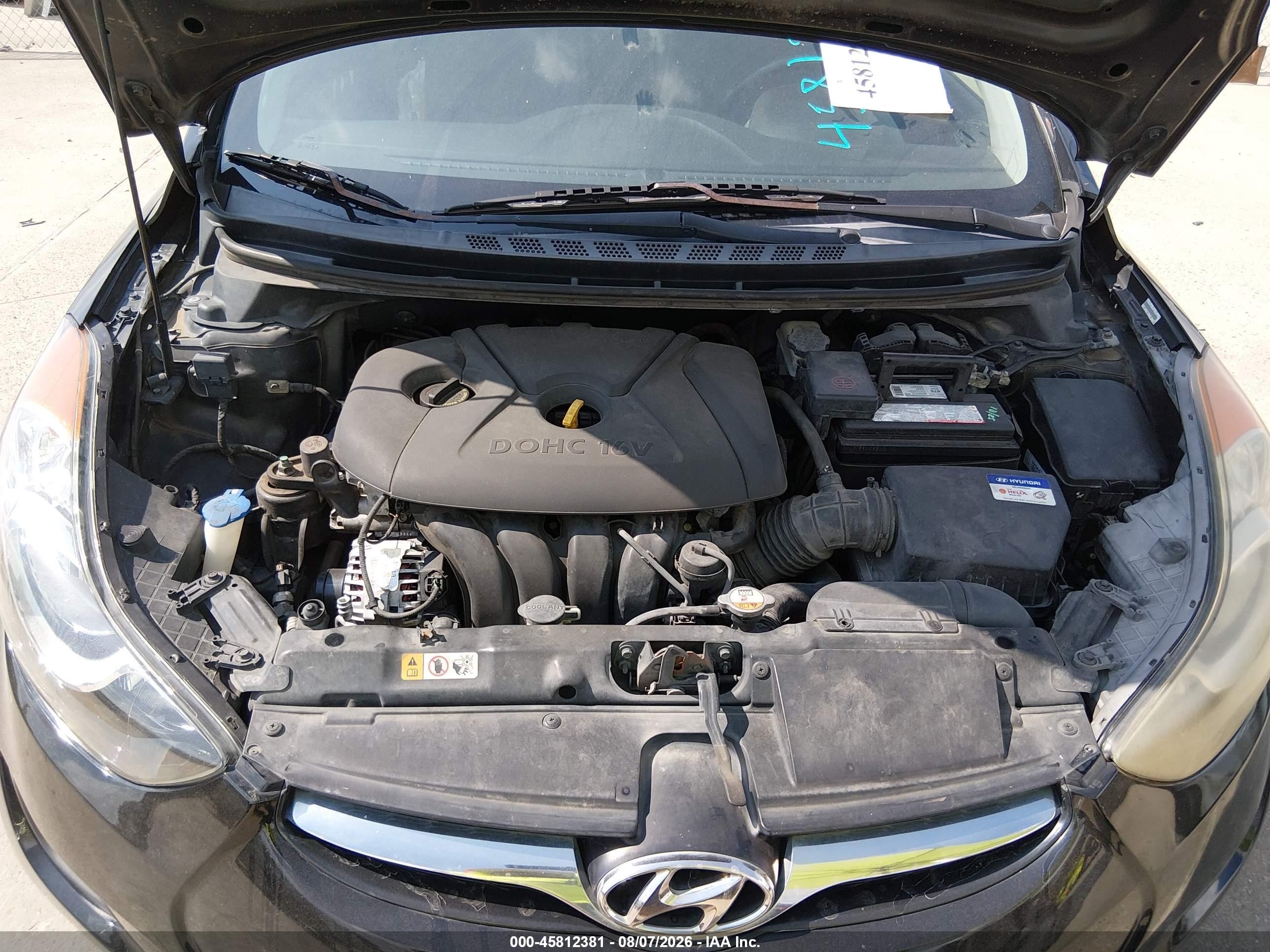 2012 Hyundai Elantra Gls (ulsan Plant) Black vin: KMHDH4AE7CU448238