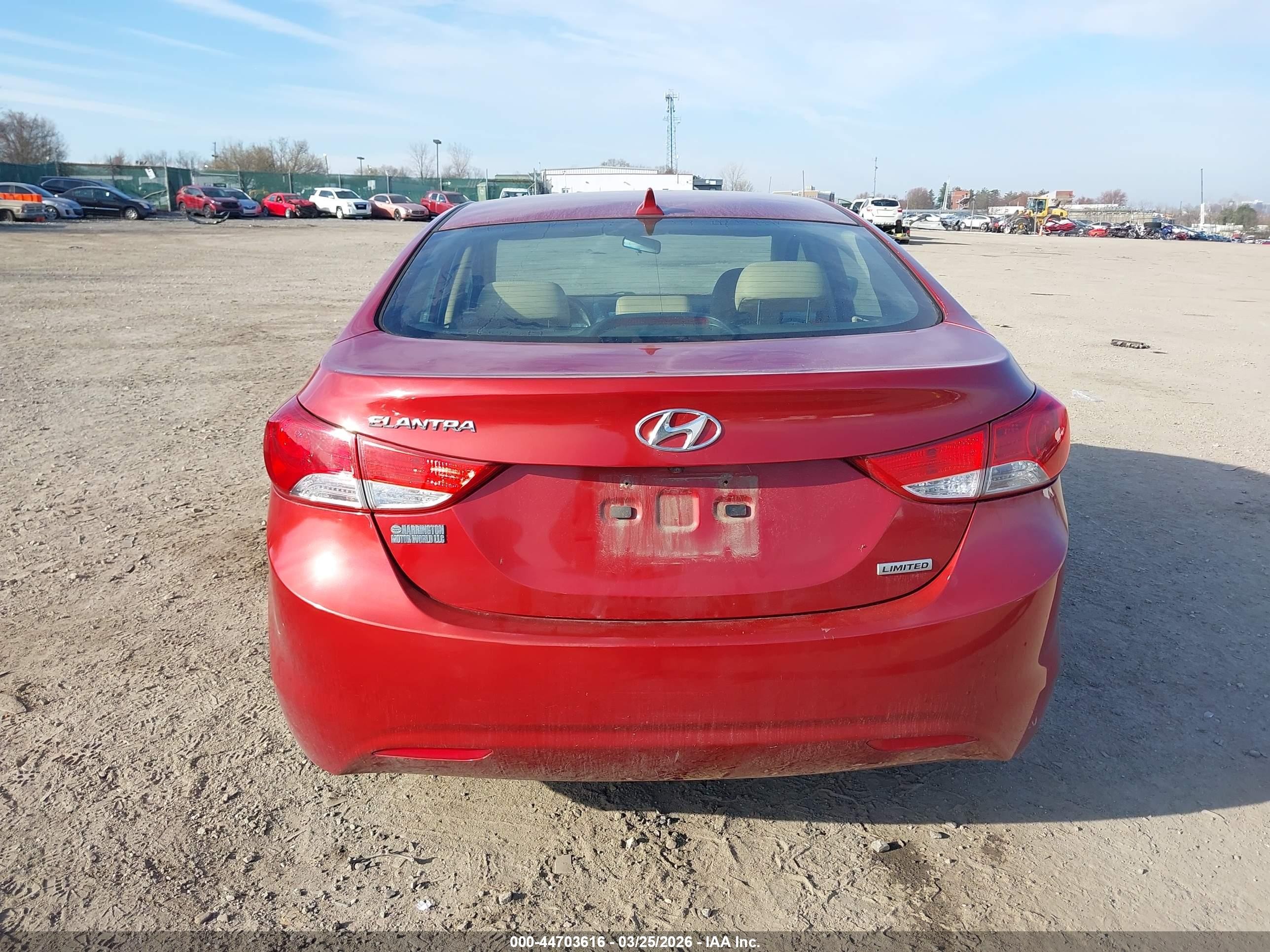 2012 Hyundai Elantra Limited (ulsan Plant) Burgundy vin: KMHDH4AE7CU466593