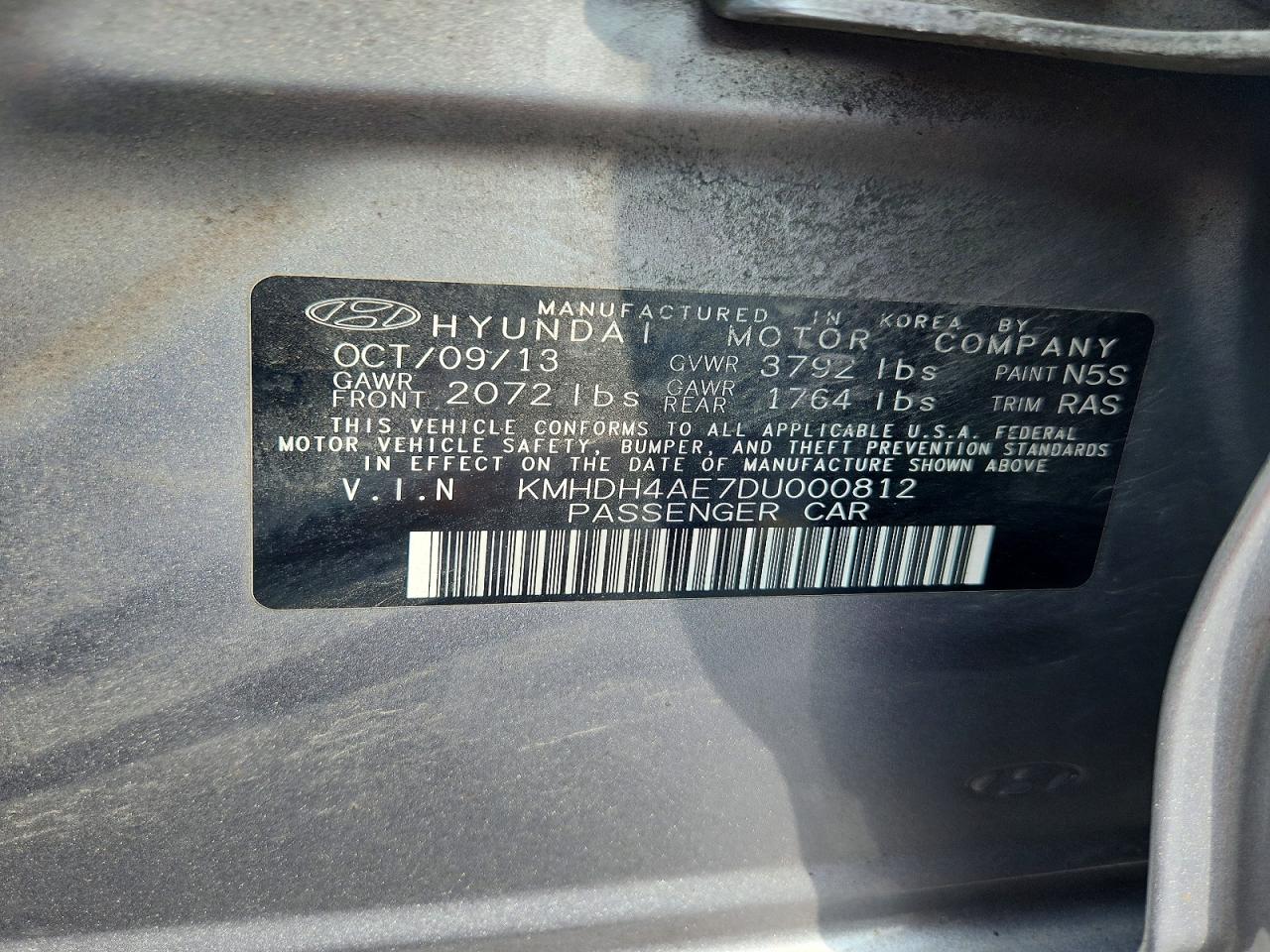 2013 Hyundai Elantra Gls Серебряный vin: KMHDH4AE7DU000812