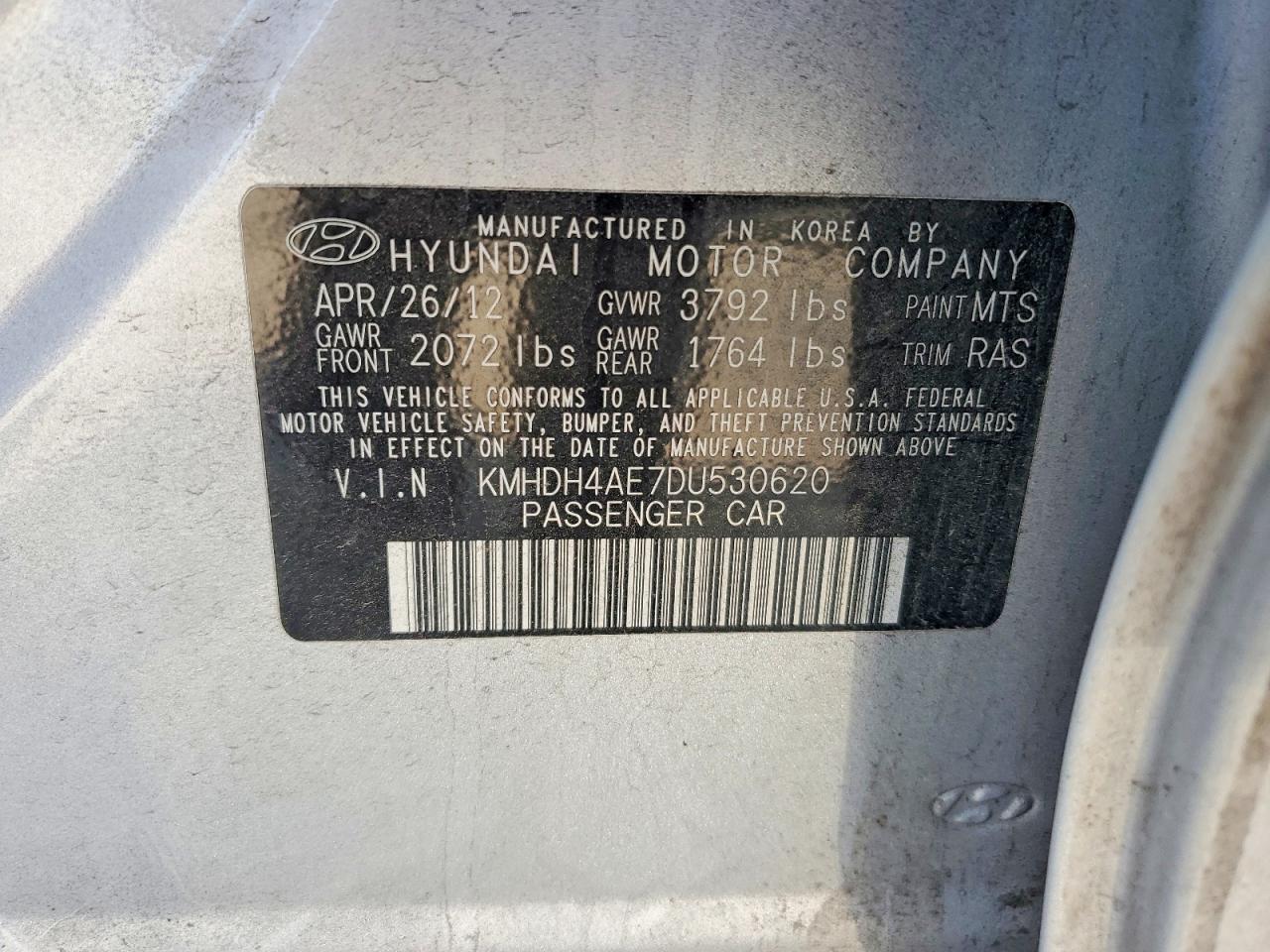 2013 Hyundai Elantra Gls Silver vin: KMHDH4AE7DU530620
