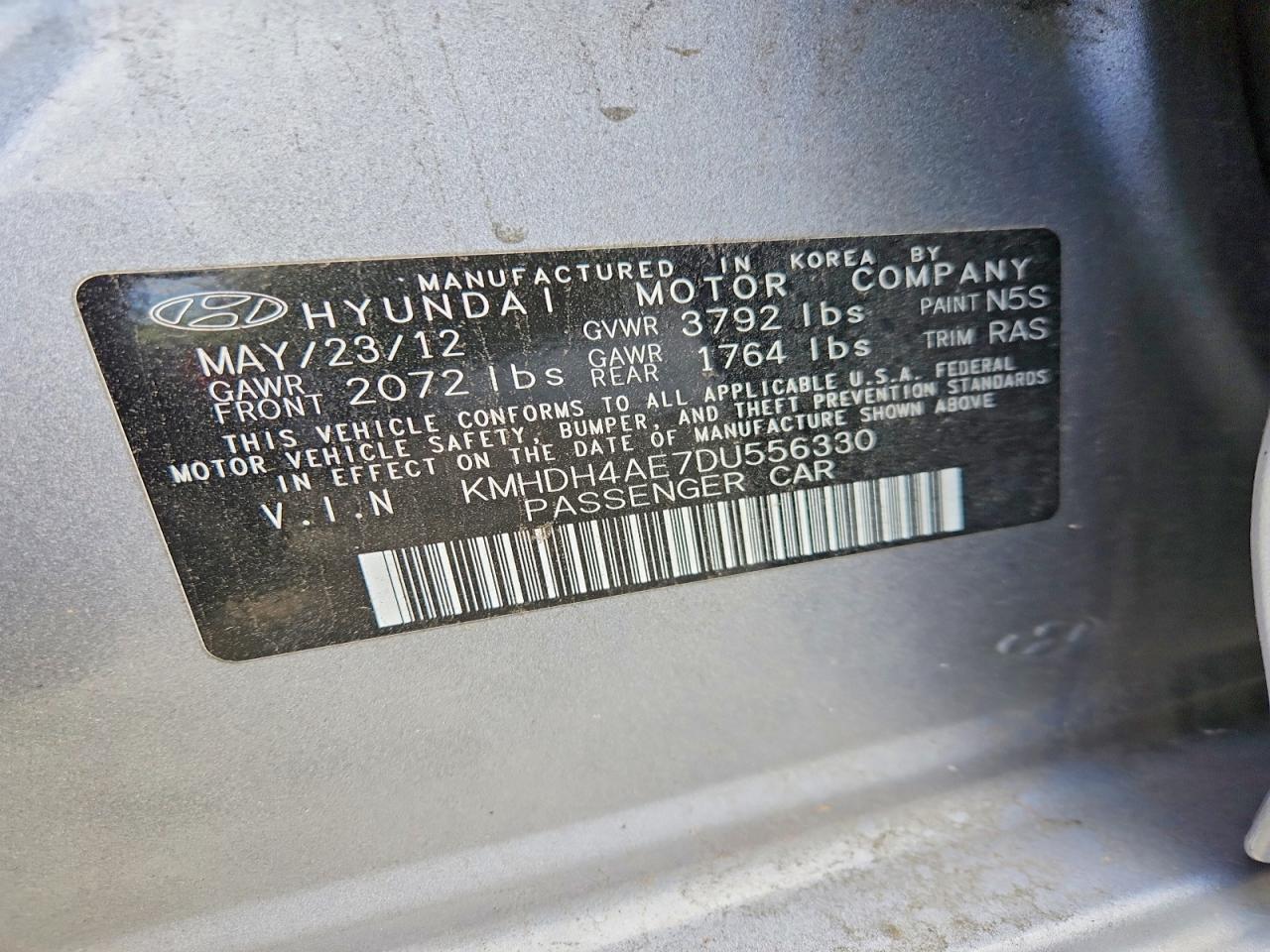 2013 Hyundai Elantra Gls Silver vin: KMHDH4AE7DU556330