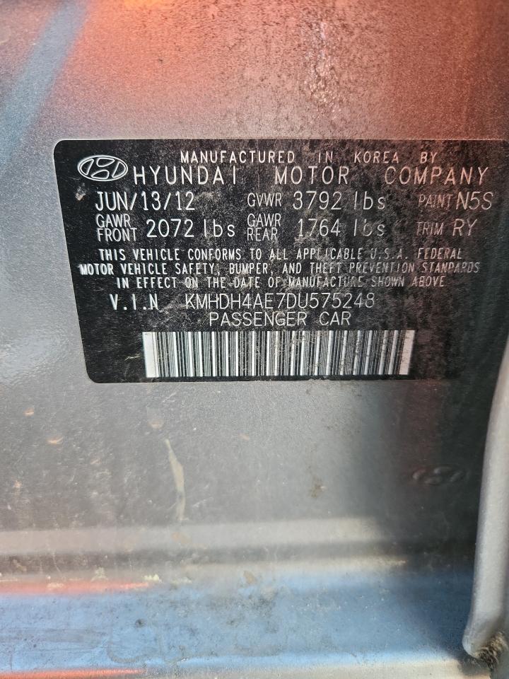 2013 Hyundai Elantra Limited Gray vin: KMHDH4AE7DU575248