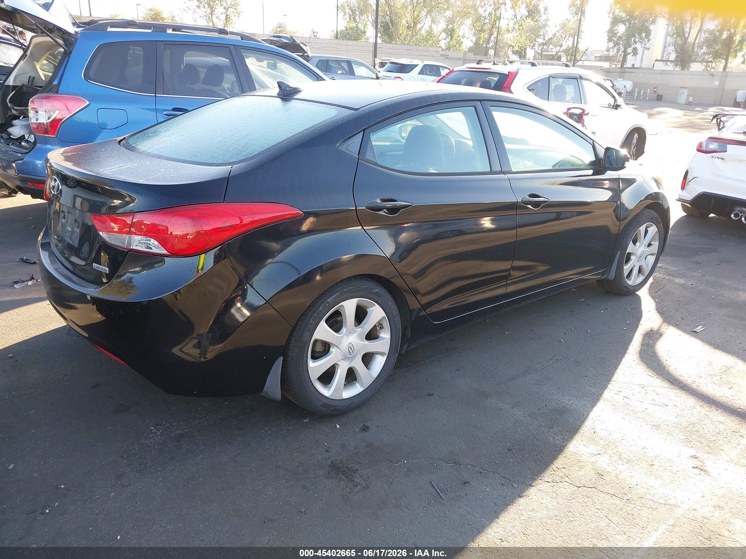 2013 Hyundai Elantra Limited Black vin: KMHDH4AE7DU620771