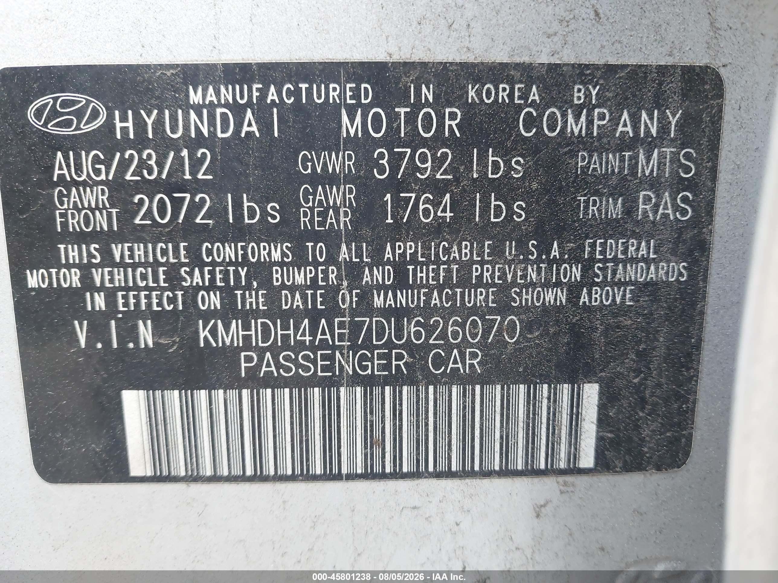 2013 Hyundai Elantra Gls Silver vin: KMHDH4AE7DU626070