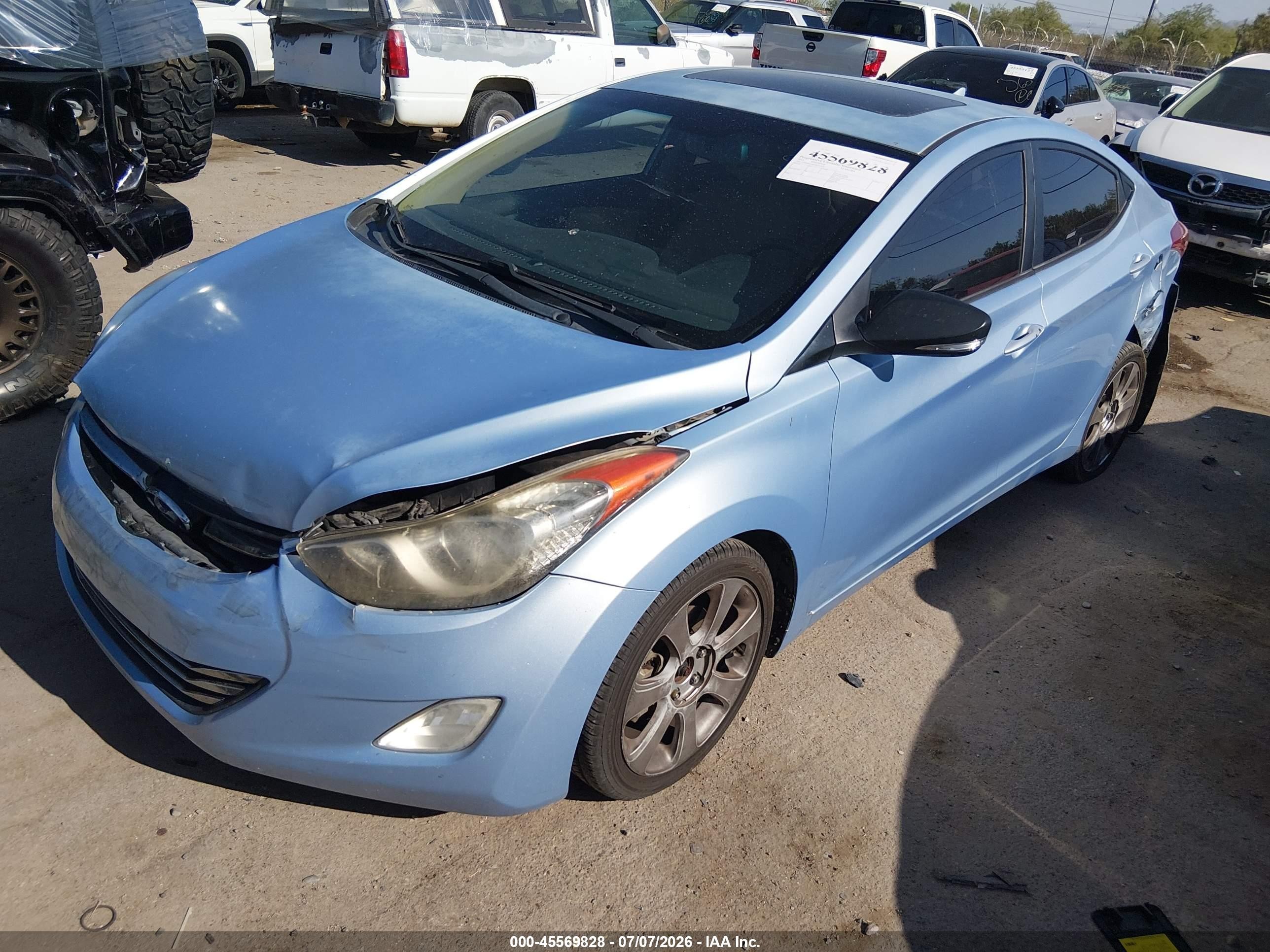 2013 Hyundai Elantra Limited Blue vin: KMHDH4AE7DU716142