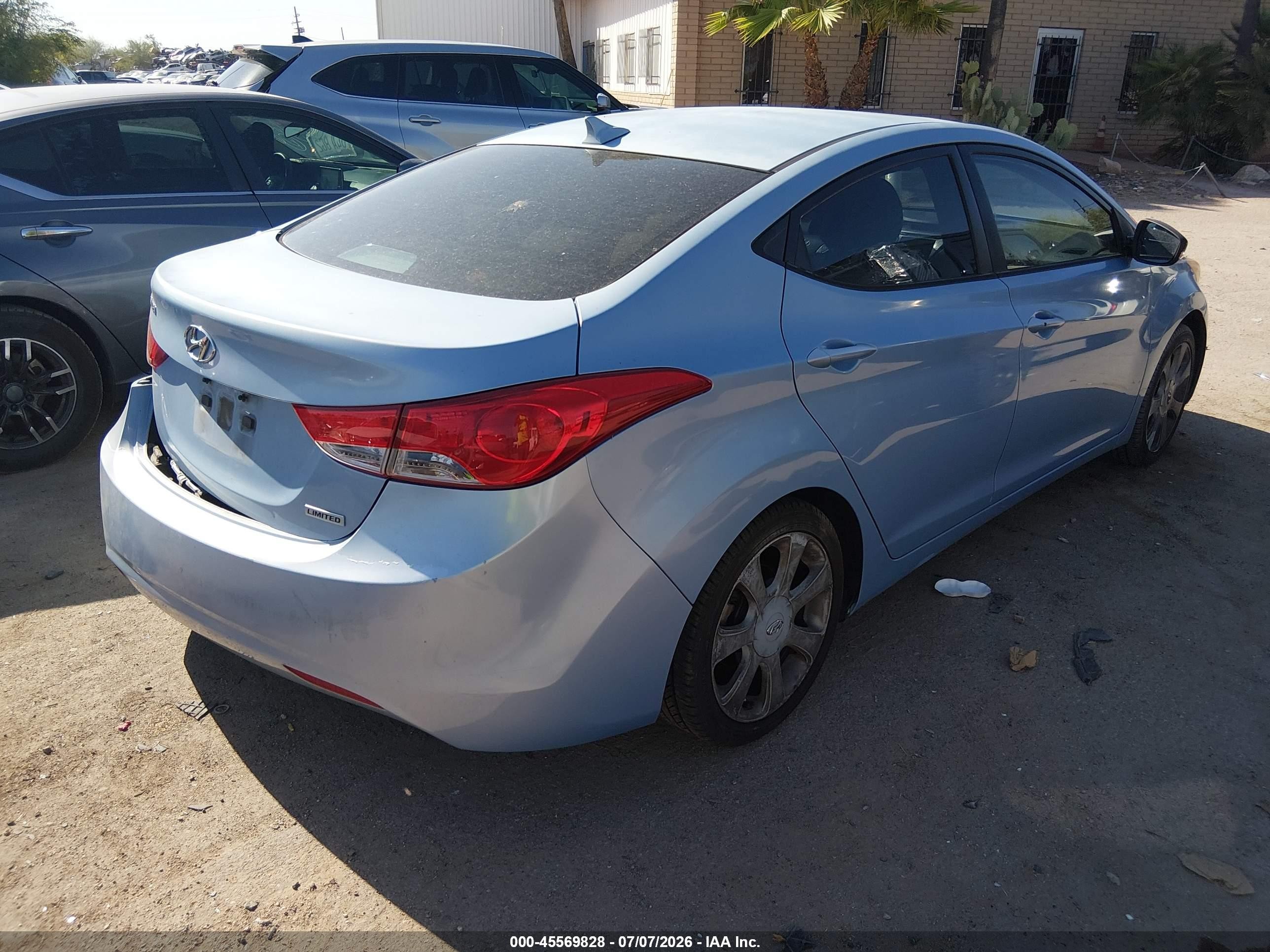 2013 Hyundai Elantra Limited Blue vin: KMHDH4AE7DU716142