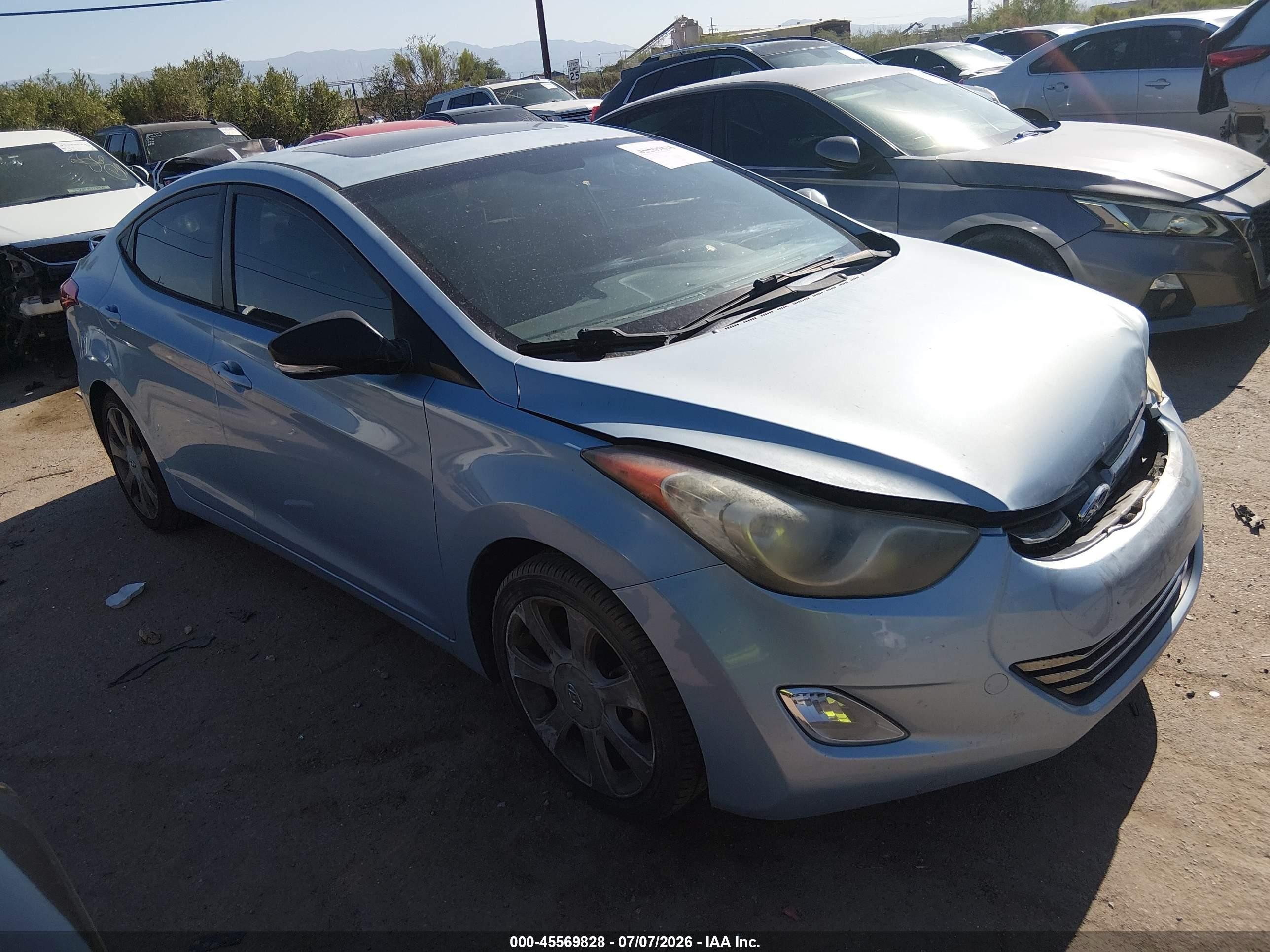 2013 Hyundai Elantra Limited Blue vin: KMHDH4AE7DU716142