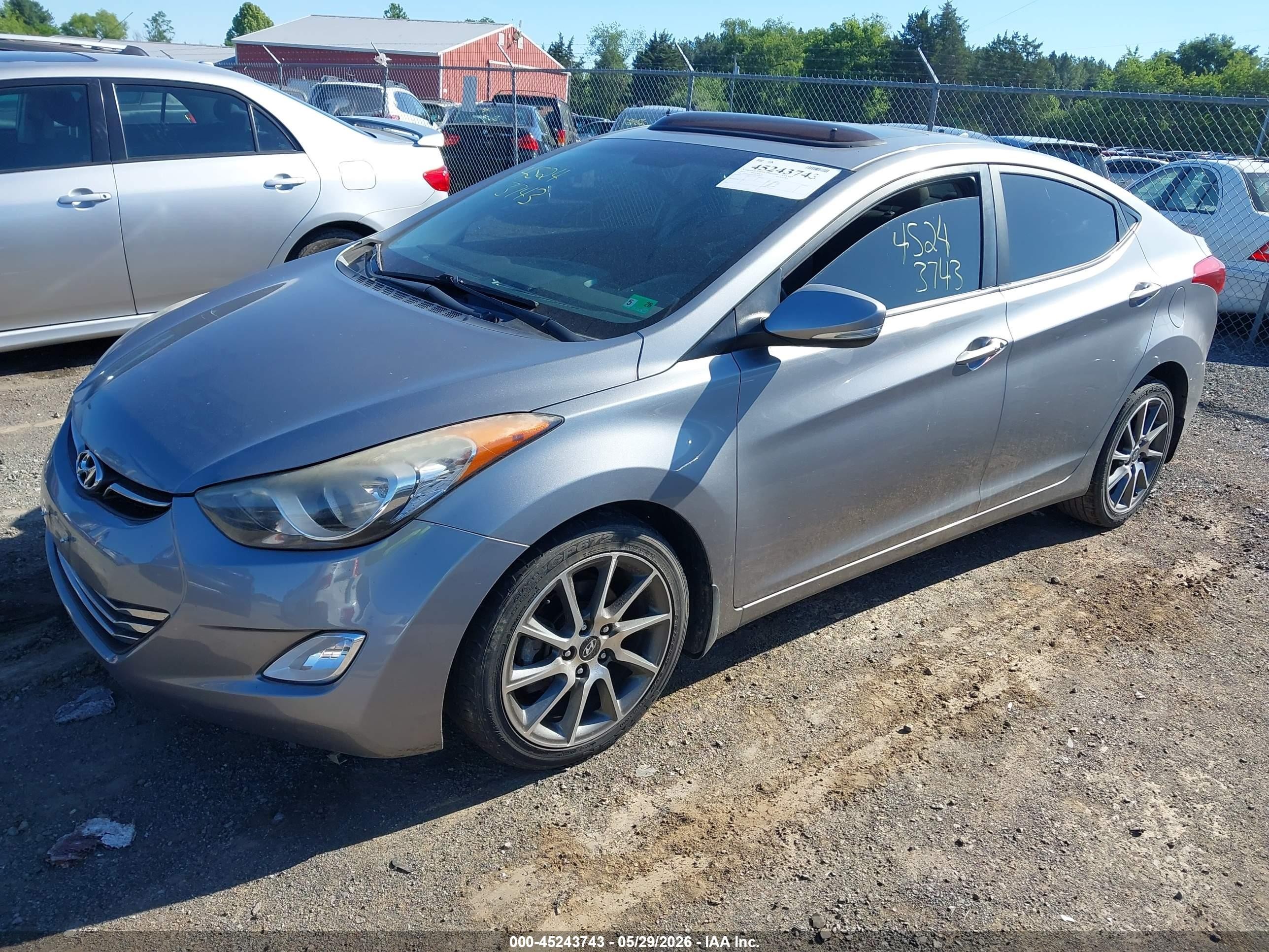 2013 Hyundai Elantra Limited Gray vin: KMHDH4AE7DU738044