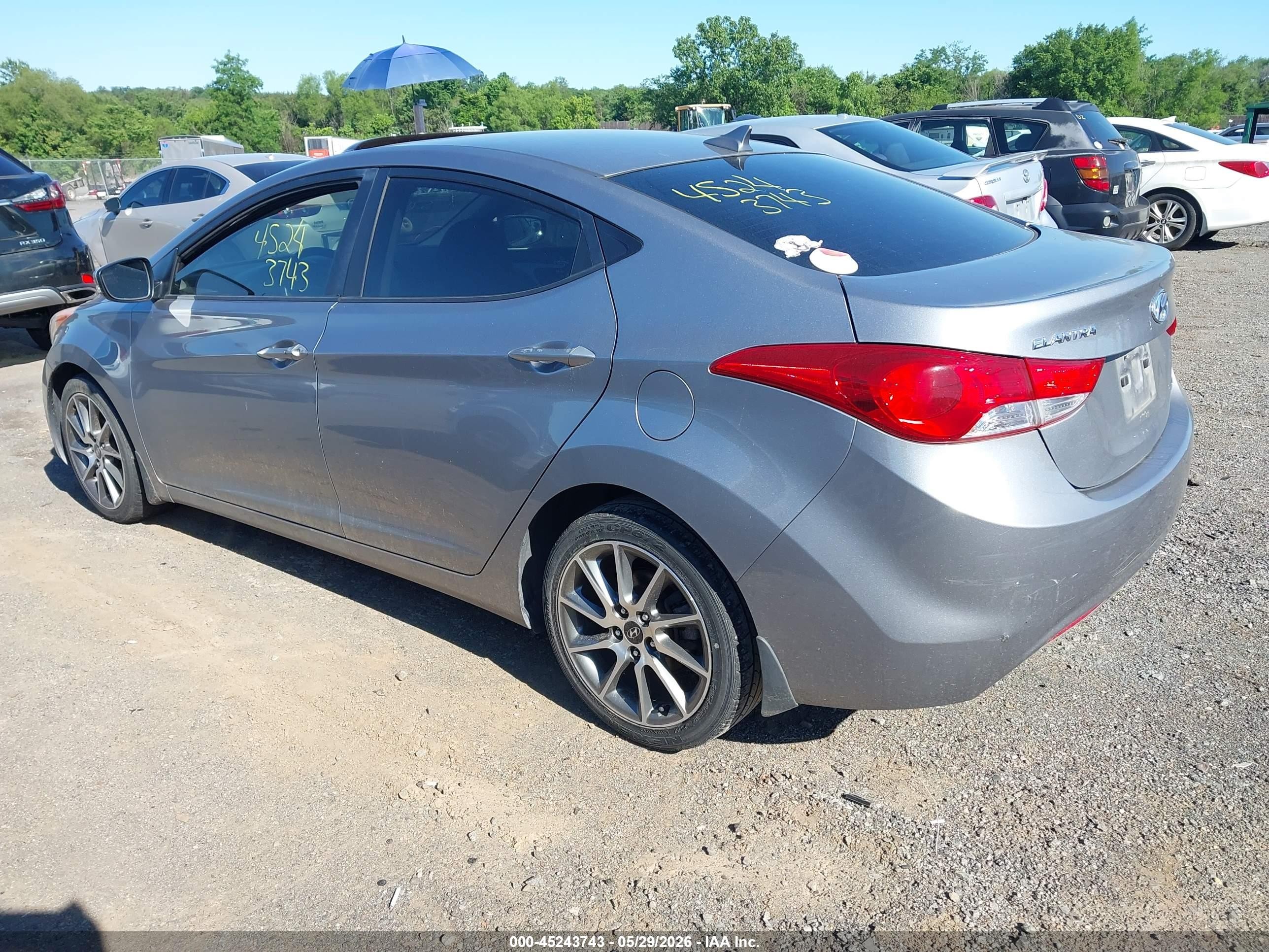 2013 Hyundai Elantra Limited Gray vin: KMHDH4AE7DU738044