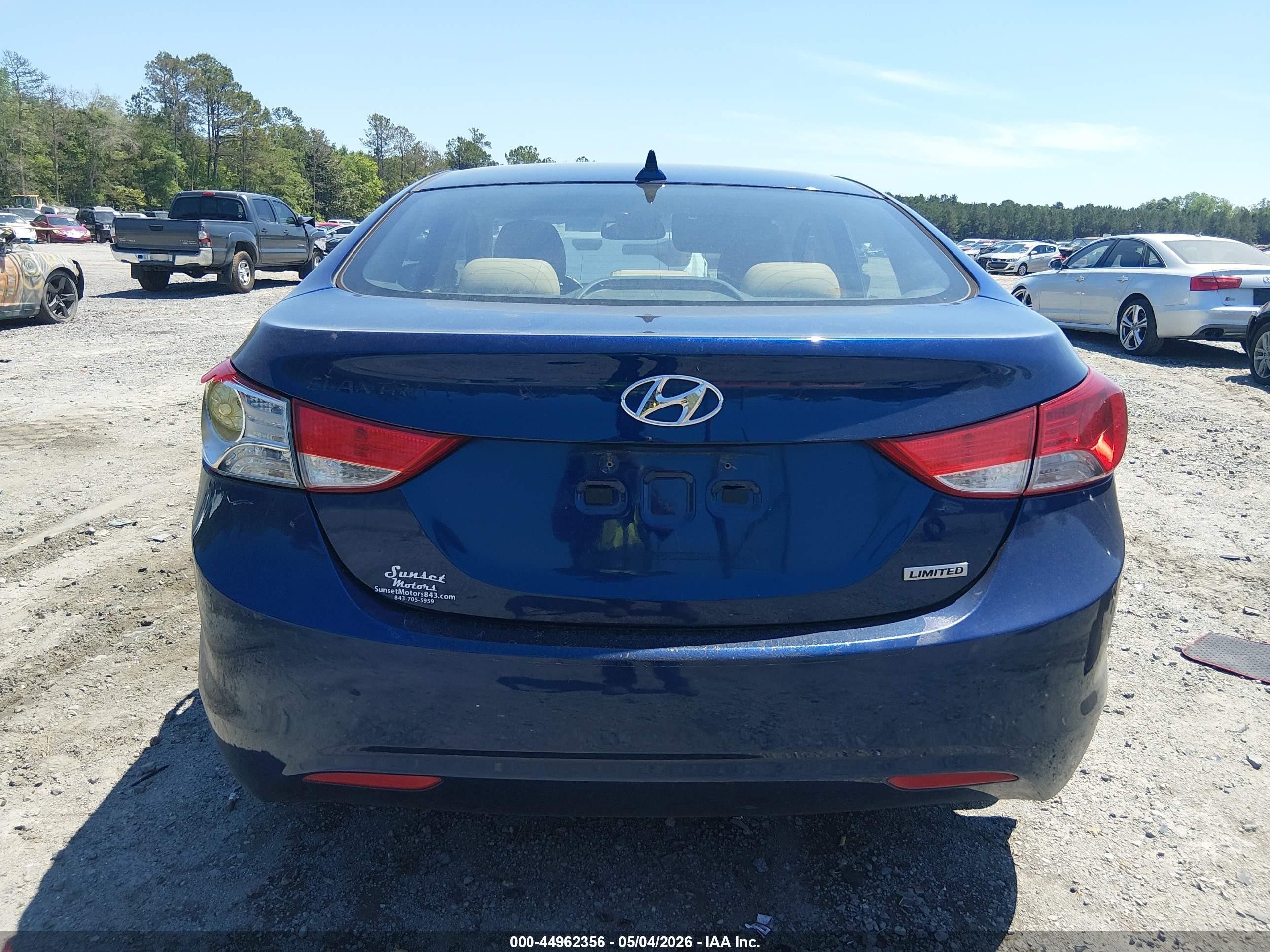 2013 Hyundai Elantra Limited Синий vin: KMHDH4AE7DU749805