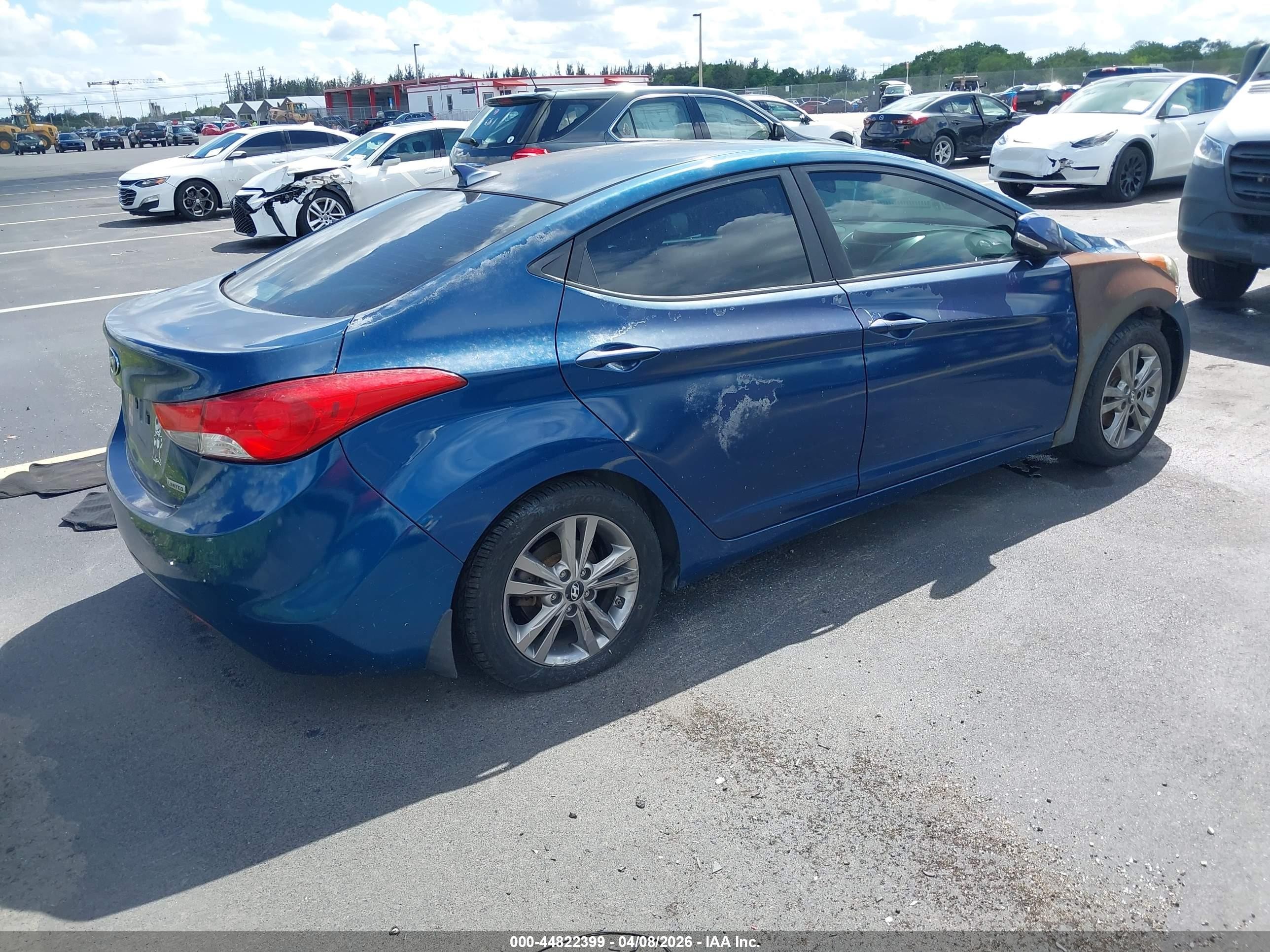 2013 Hyundai Elantra Limited Blue vin: KMHDH4AE7DU946084