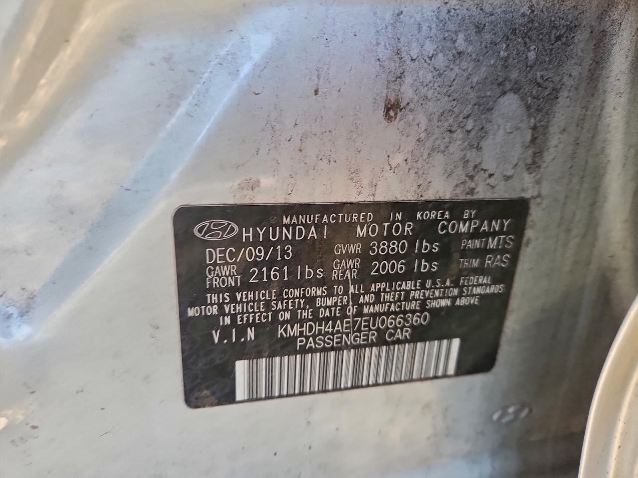 2014 Hyundai Elantra Se Silver vin: KMHDH4AE7EU066360