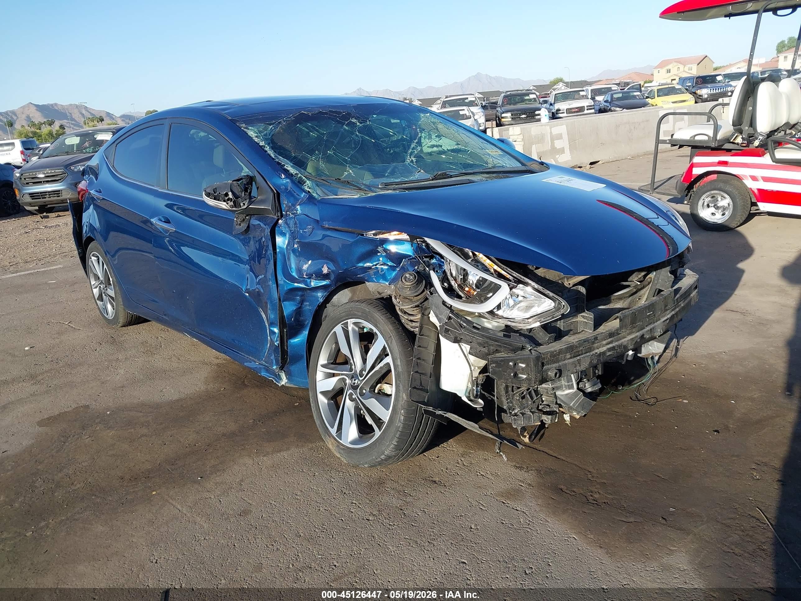 2014 Hyundai Elantra Limited Blue vin: KMHDH4AE7EU106002