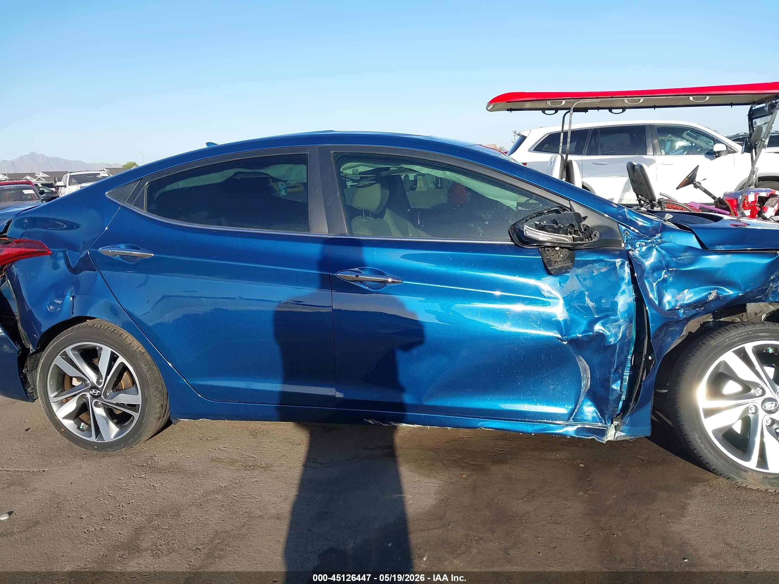 2014 Hyundai Elantra Limited Blue vin: KMHDH4AE7EU106002