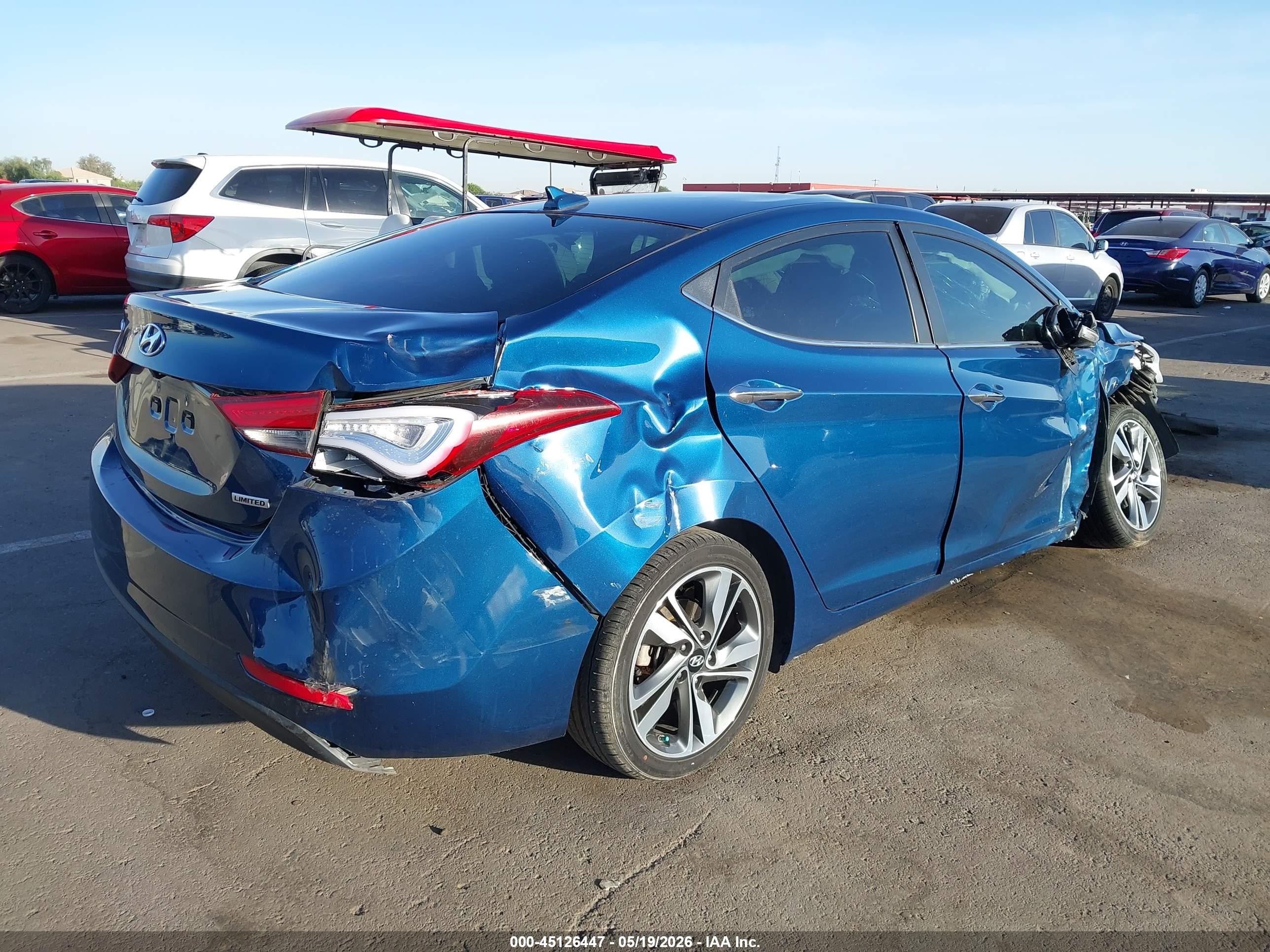 2014 Hyundai Elantra Limited Blue vin: KMHDH4AE7EU106002