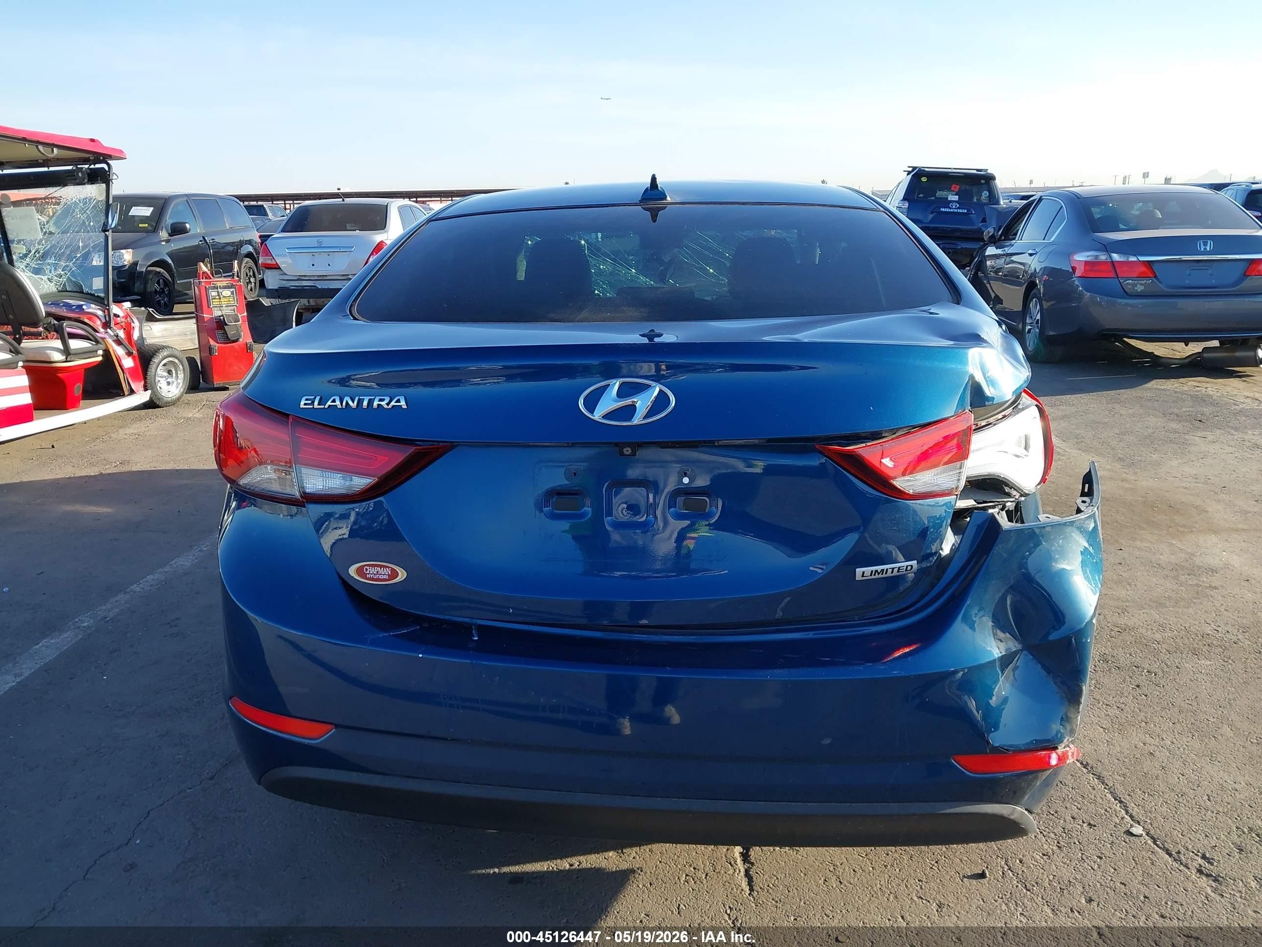 2014 Hyundai Elantra Limited Blue vin: KMHDH4AE7EU106002