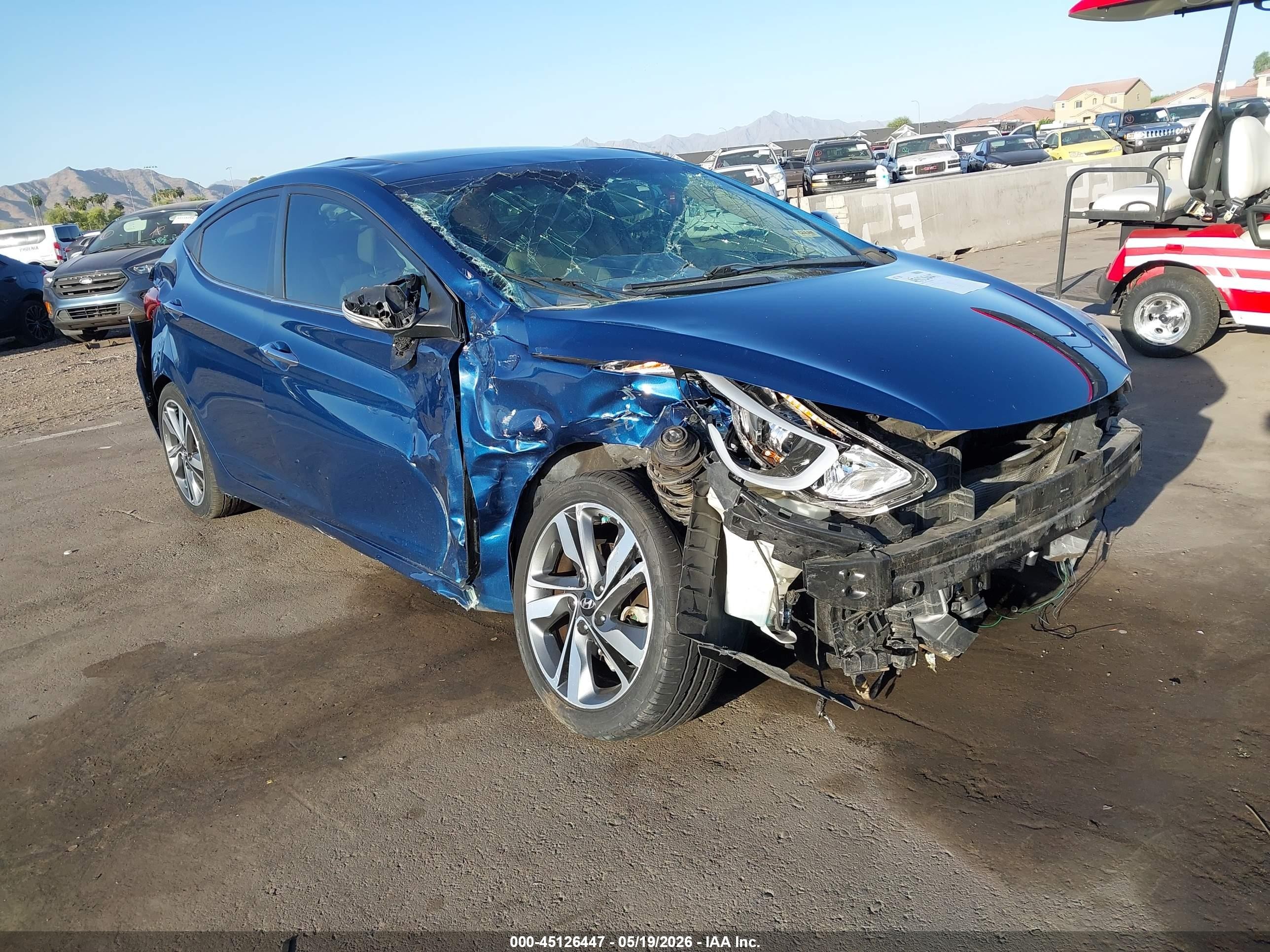 2014 Hyundai Elantra Limited Blue vin: KMHDH4AE7EU106002