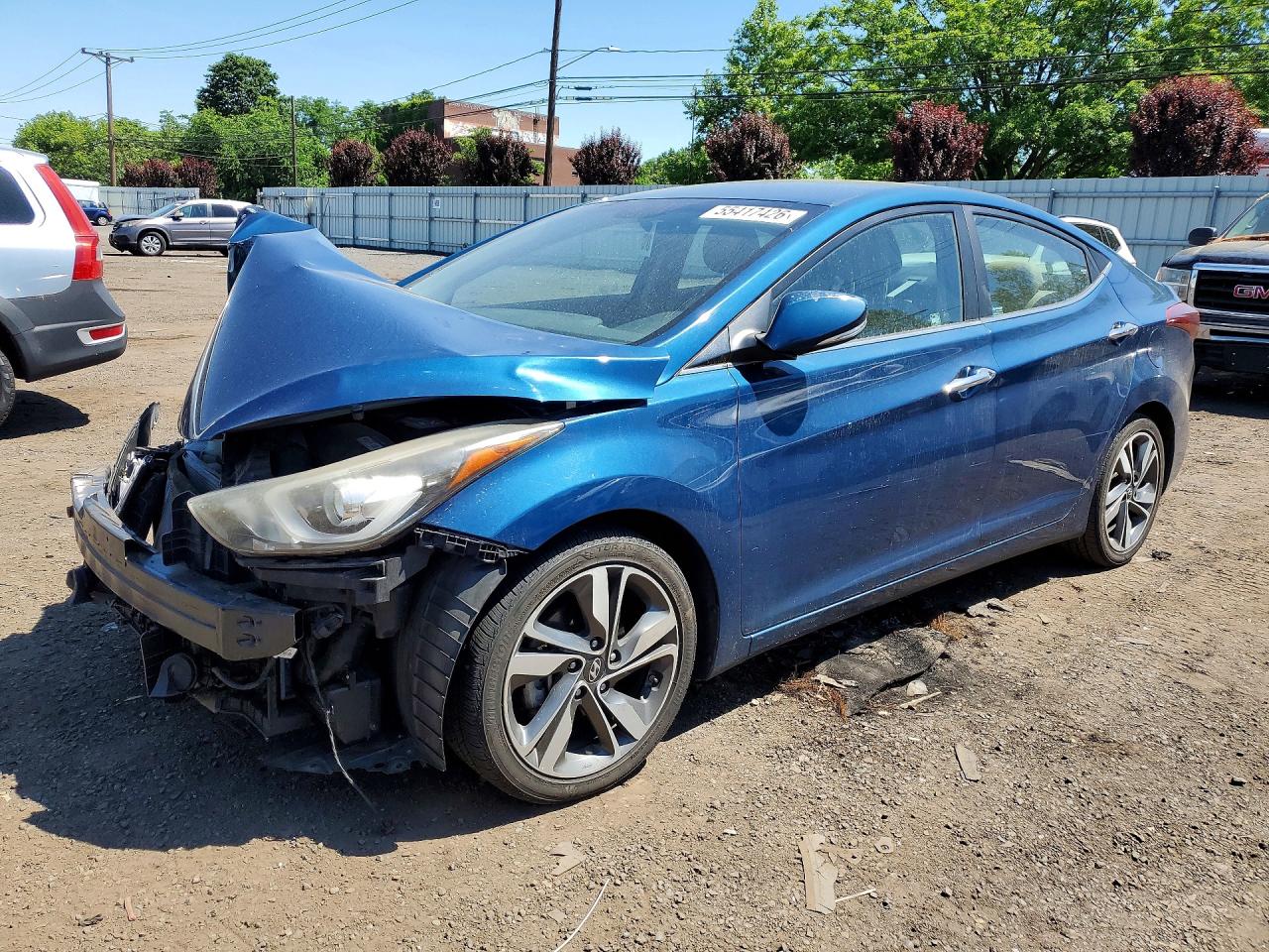 2014 Hyundai Elantra Limited Blue vin: KMHDH4AE7EU111345