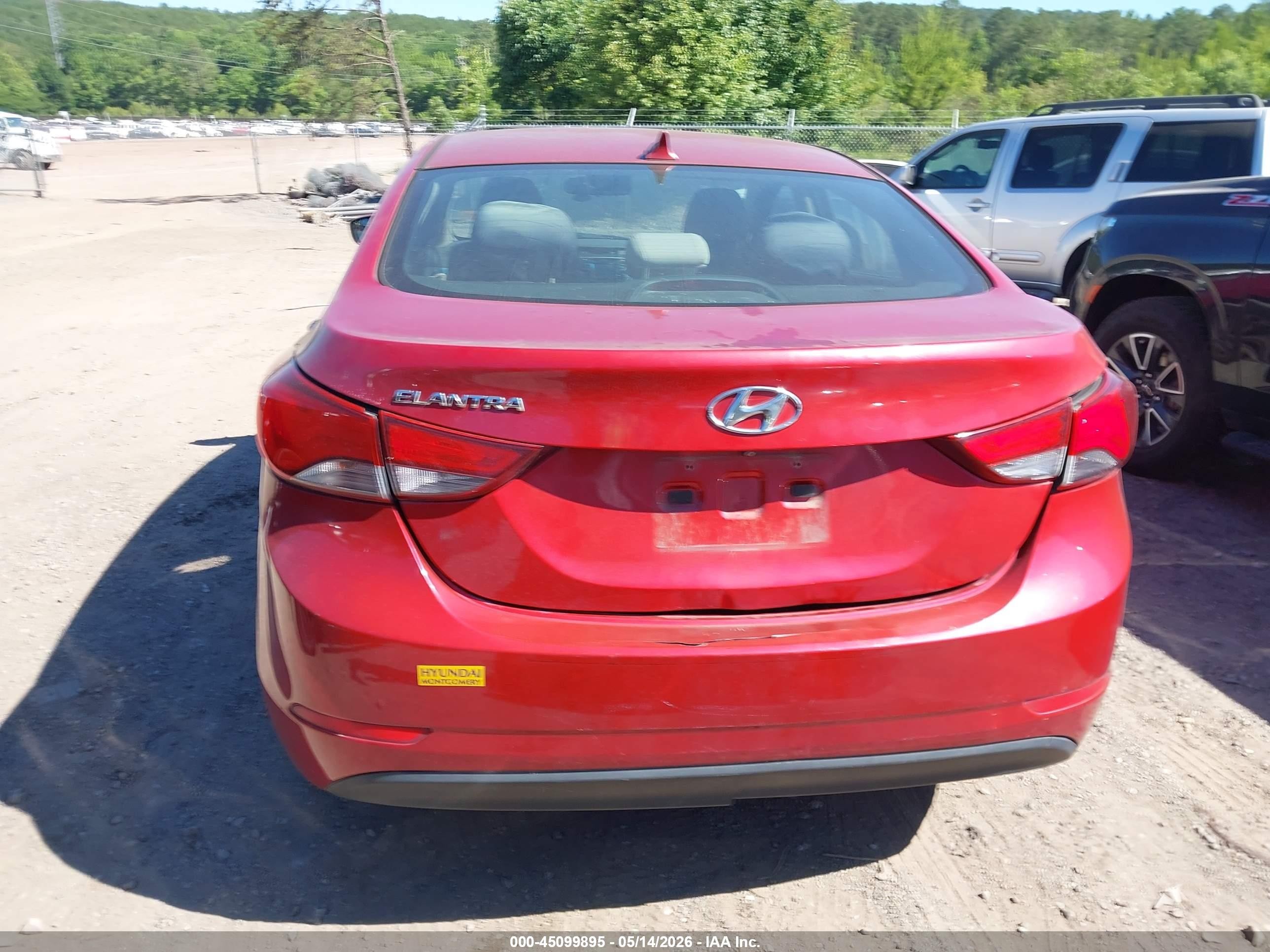 2015 Hyundai Elantra Se Red vin: KMHDH4AE7FU279231
