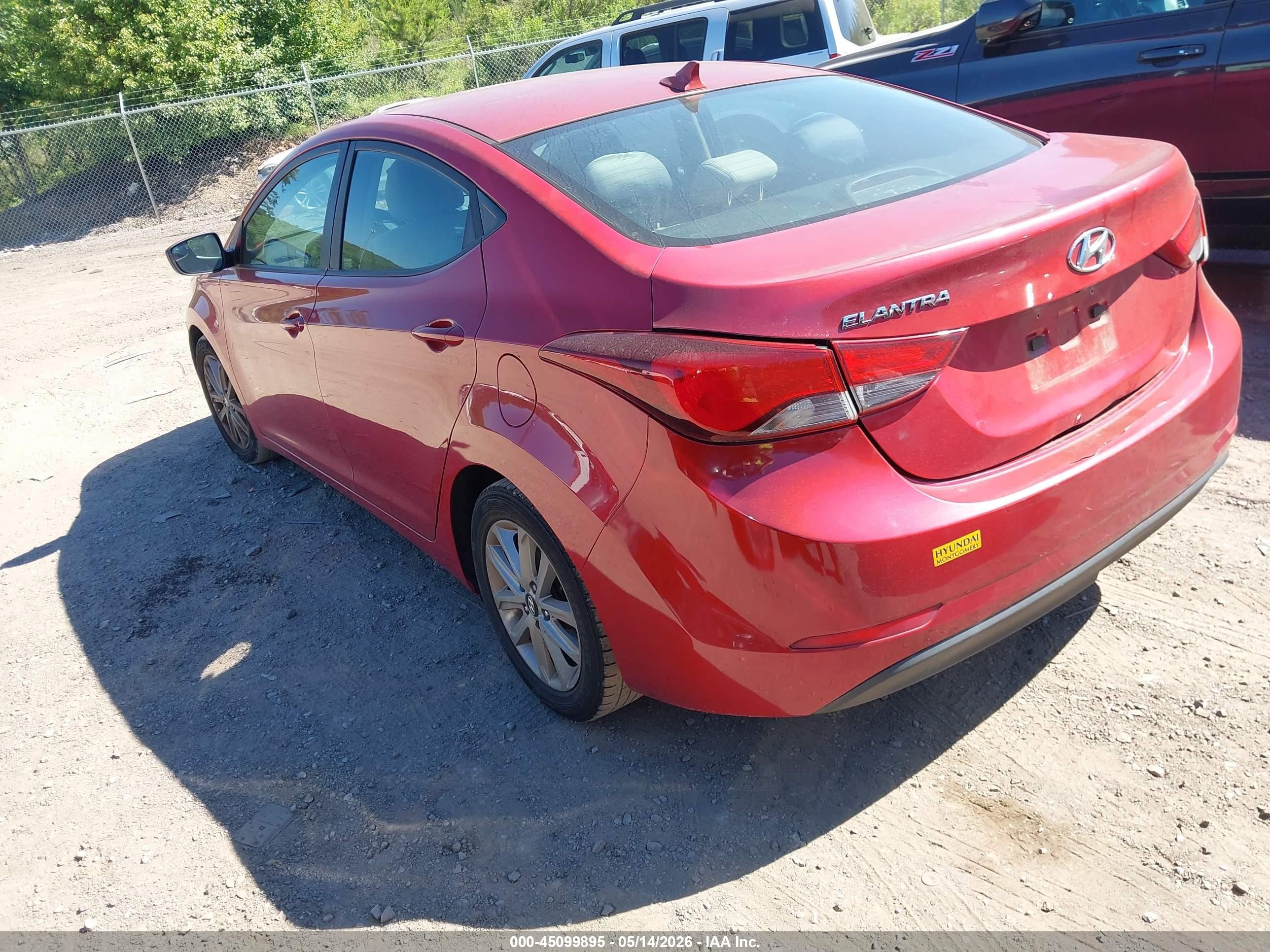 2015 Hyundai Elantra Se Red vin: KMHDH4AE7FU279231