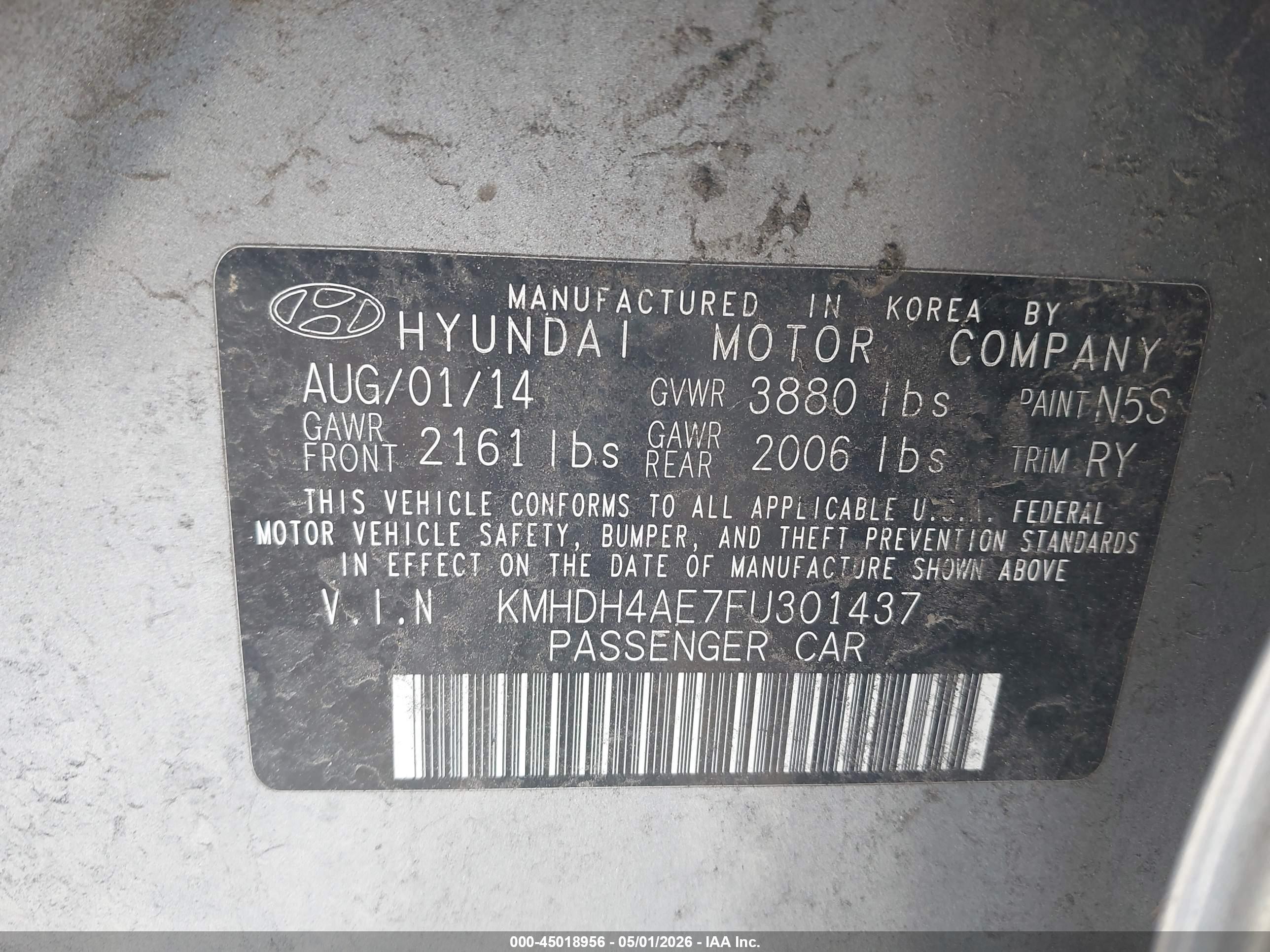 2015 Hyundai Elantra Limited Silver vin: KMHDH4AE7FU301437