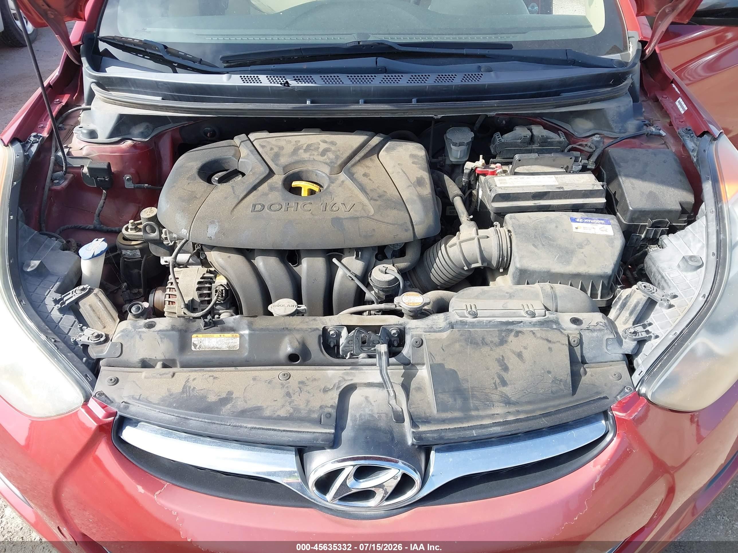 2011 Hyundai Elantra Gls (ulsan Plant) Maroon vin: KMHDH4AE8BU098522