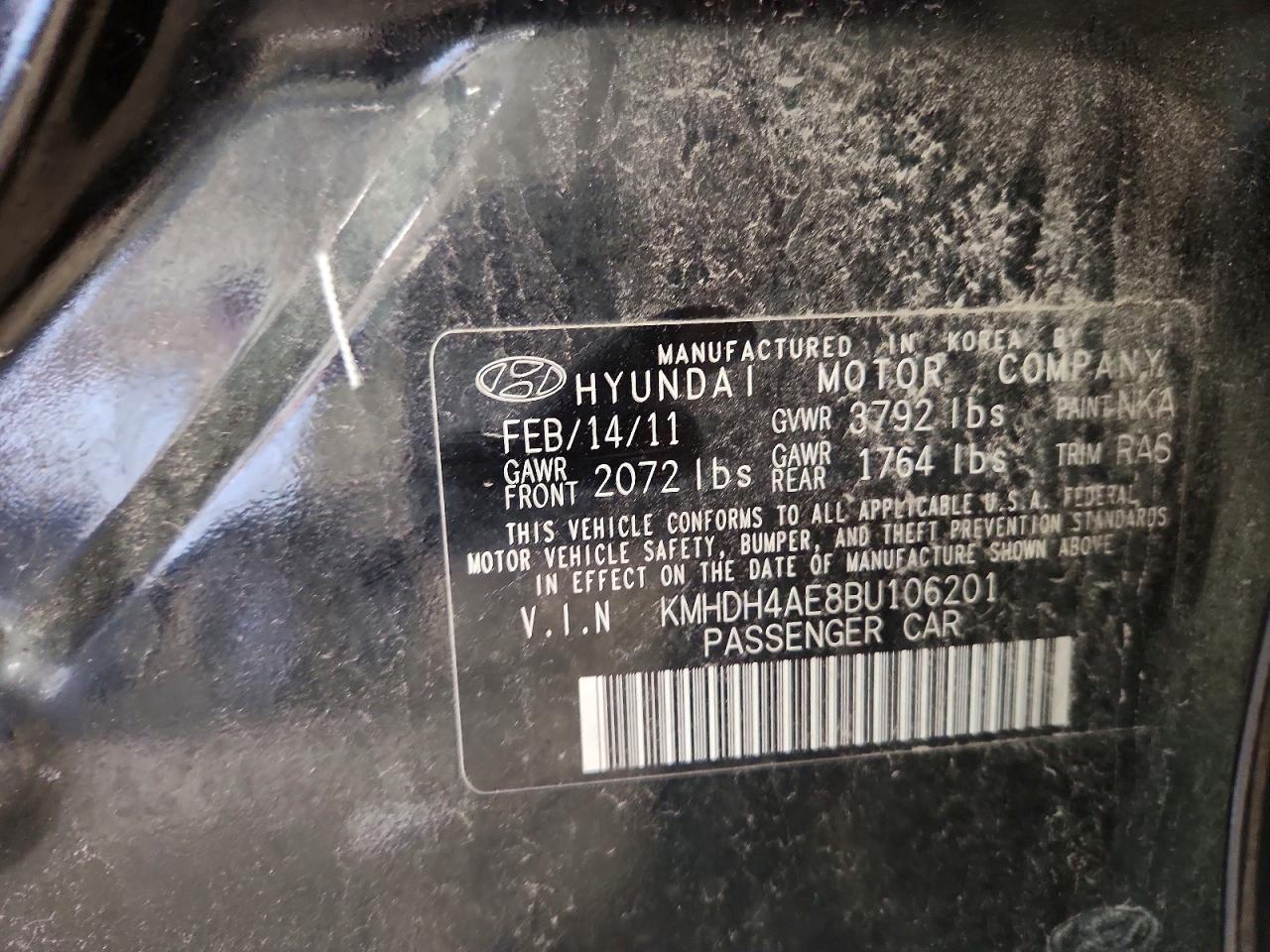 2011 Hyundai Elantra Gls Black vin: KMHDH4AE8BU106201