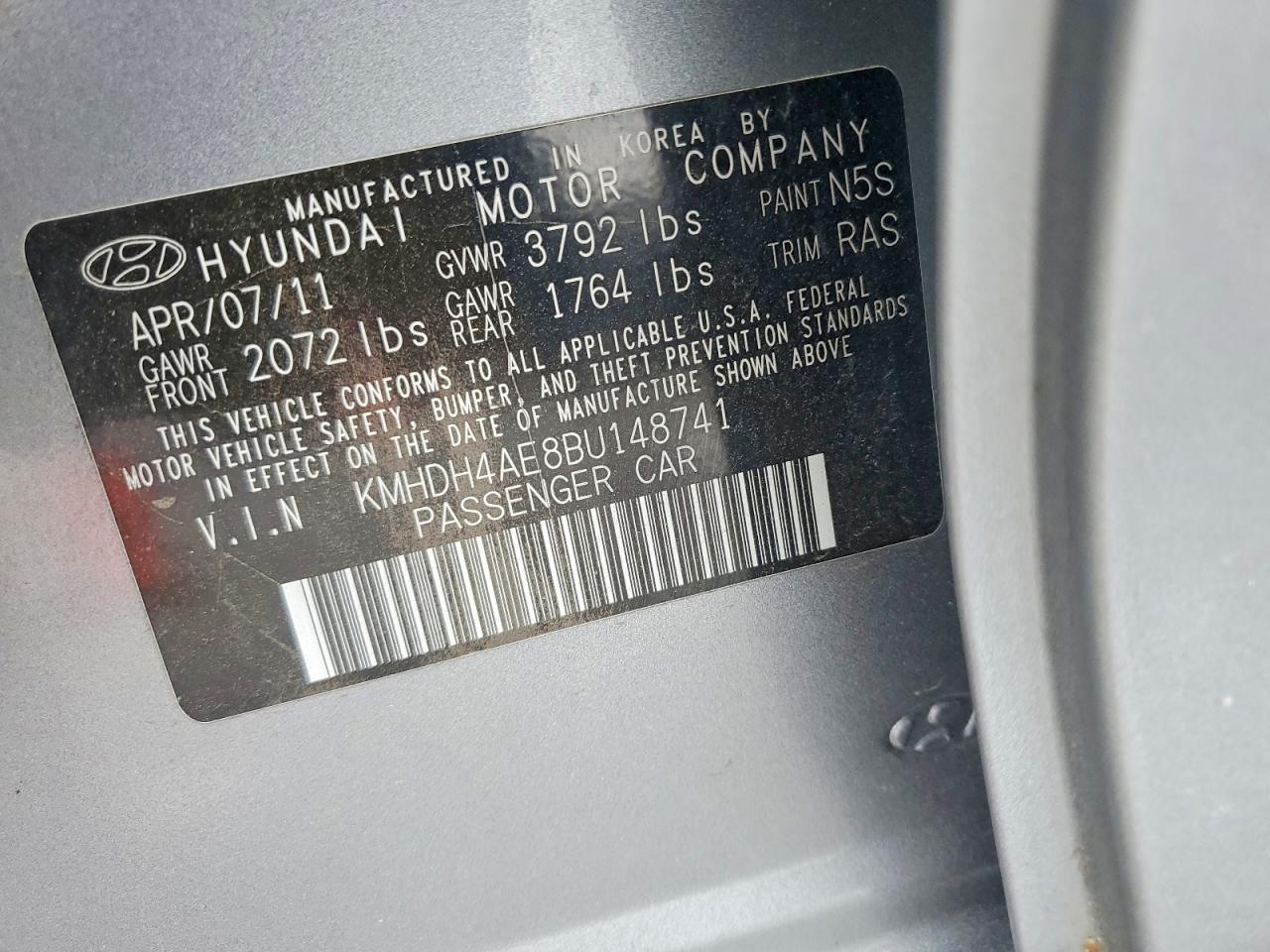 2011 Hyundai Elantra Gls Silver vin: KMHDH4AE8BU148741