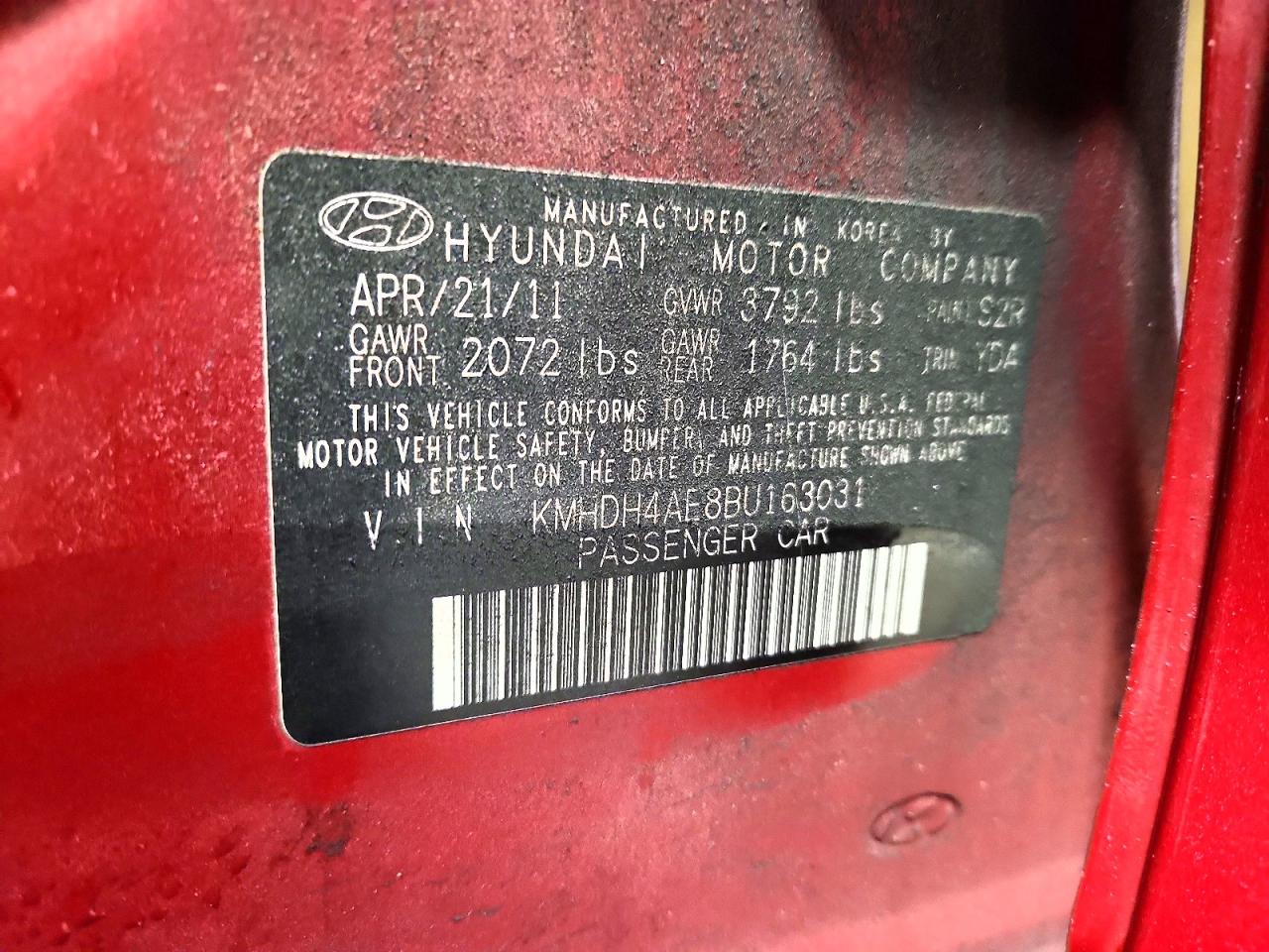 2011 Hyundai Elantra Gls Красный vin: KMHDH4AE8BU163031