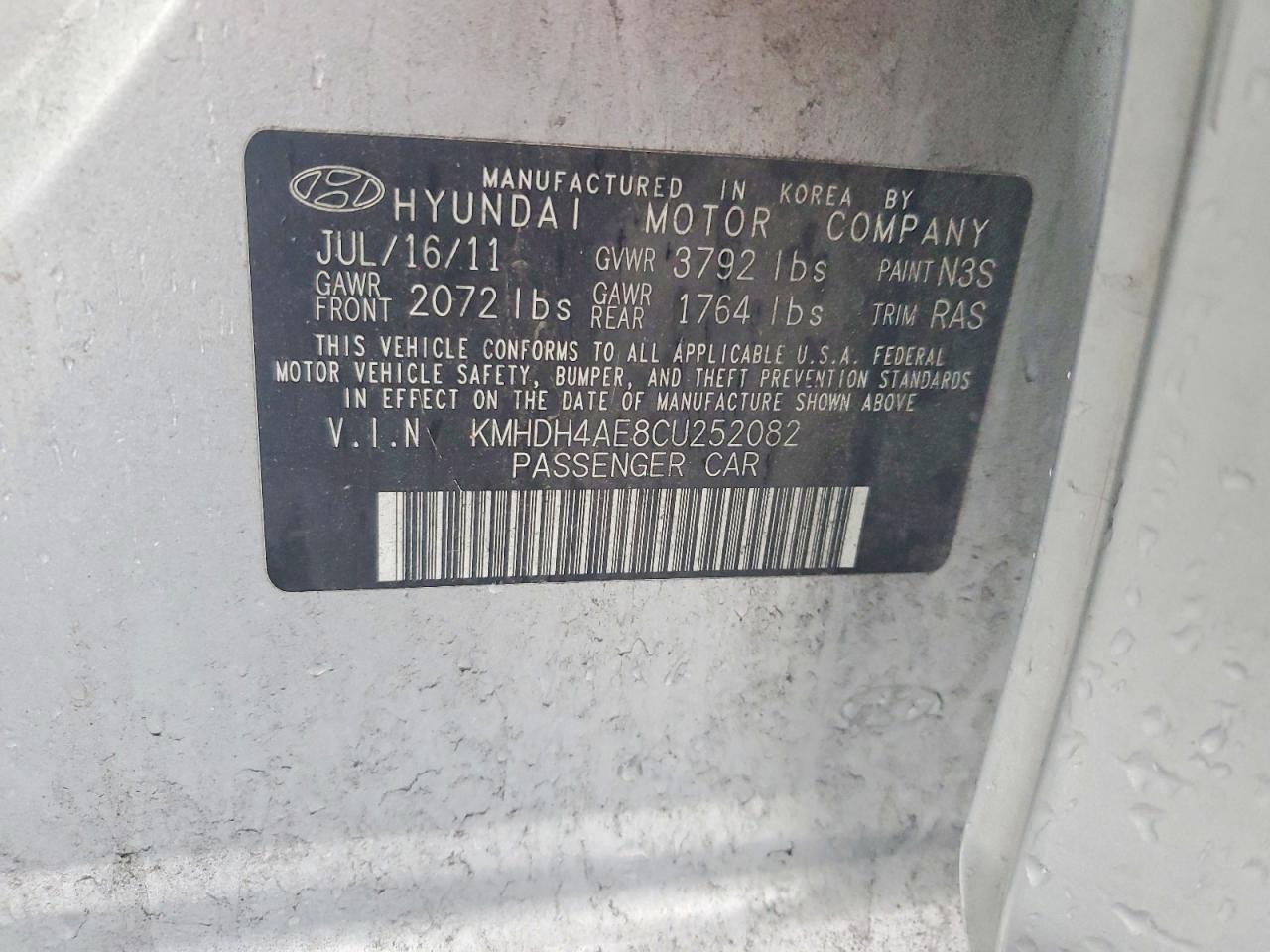 2012 Hyundai Elantra Gls Серебряный vin: KMHDH4AE8CU252082