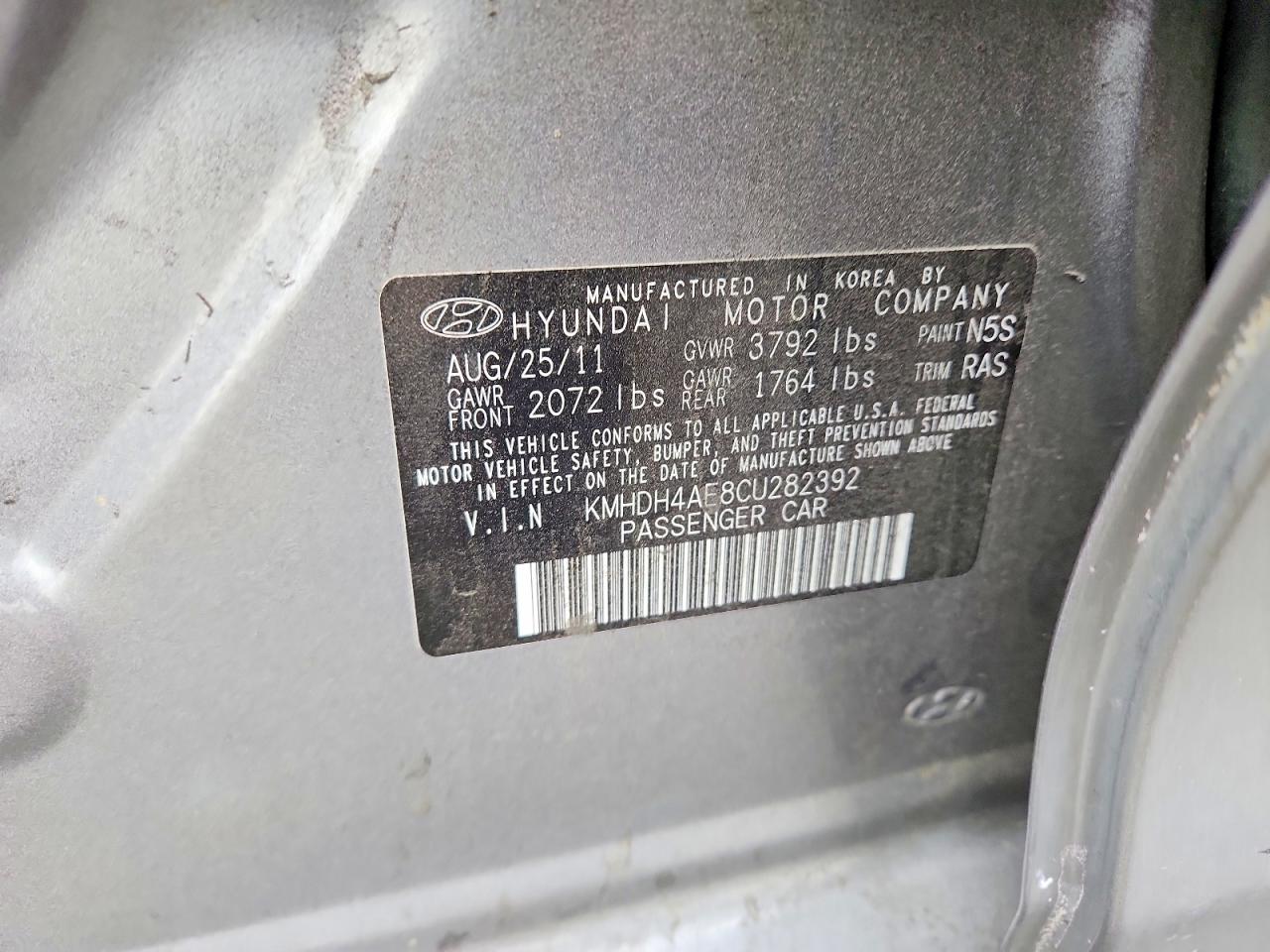 2012 Hyundai Elantra Gls Silver vin: KMHDH4AE8CU282392