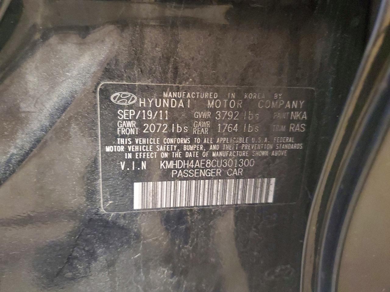 2012 Hyundai Elantra Gls Black vin: KMHDH4AE8CU301300
