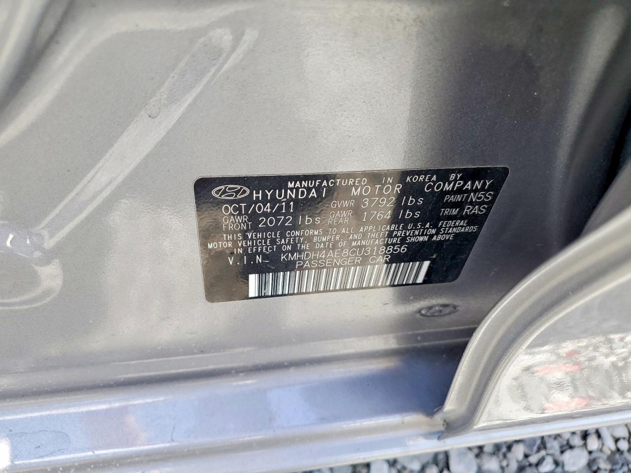 2012 Hyundai Elantra Gls Gray vin: KMHDH4AE8CU318856