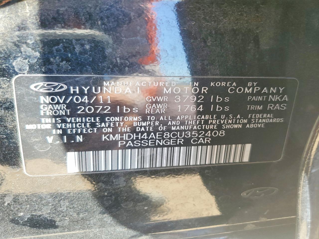 2012 Hyundai Elantra Gls Black vin: KMHDH4AE8CU352408