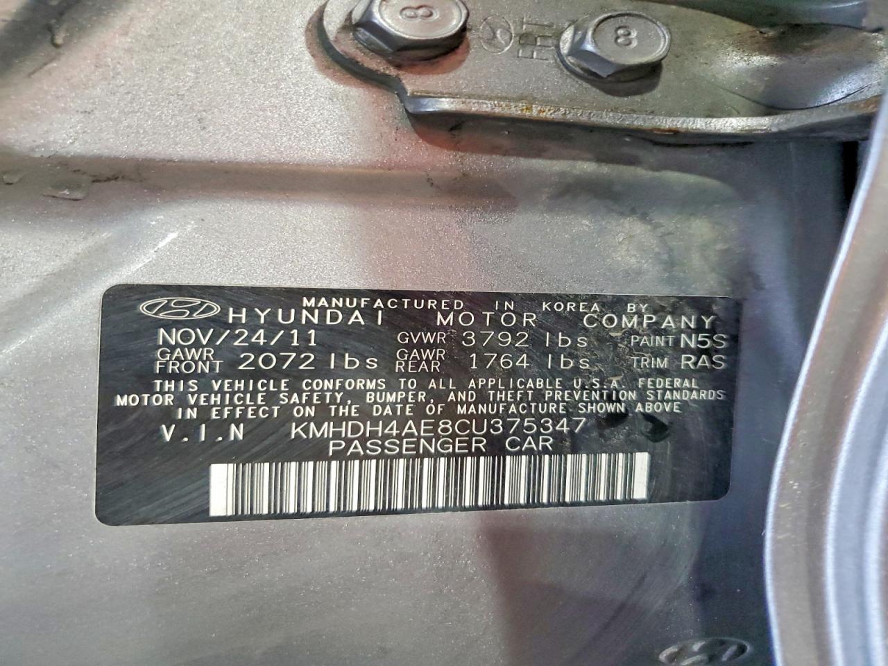 2012 Hyundai Elantra Gls Silver vin: KMHDH4AE8CU375347