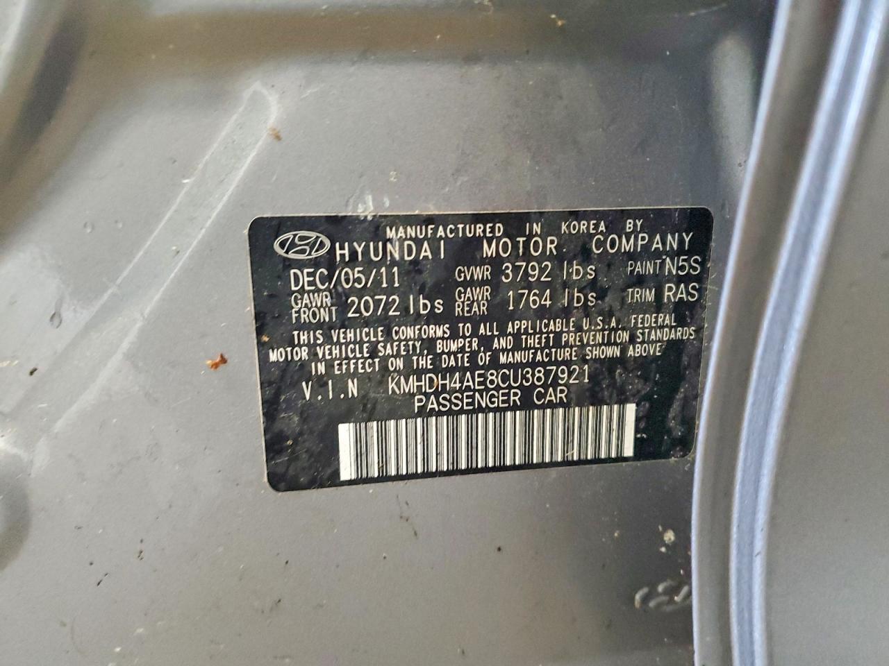2012 Hyundai Elantra Gls Серебряный vin: KMHDH4AE8CU387921