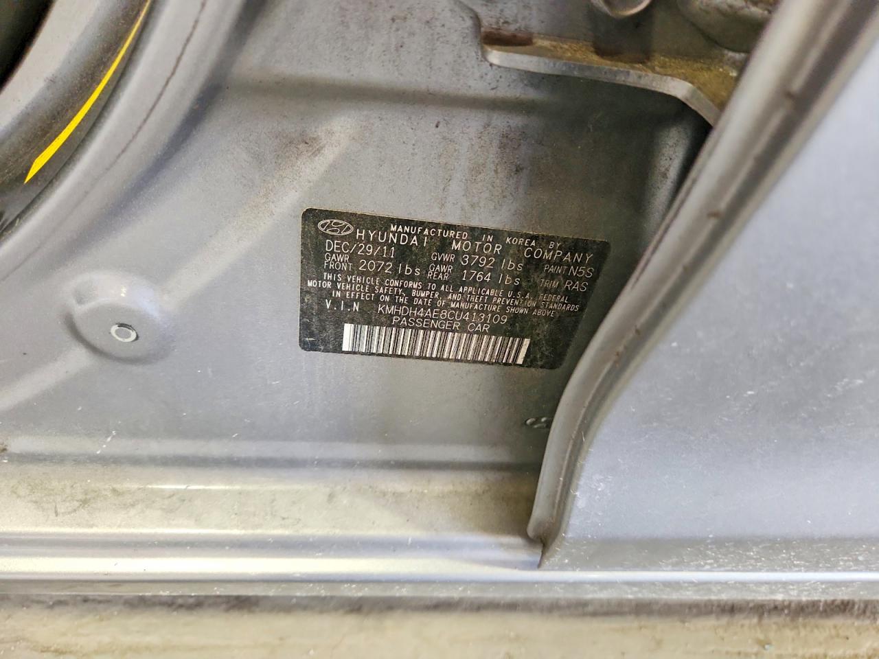 2012 Hyundai Elantra Gls Gray vin: KMHDH4AE8CU413109