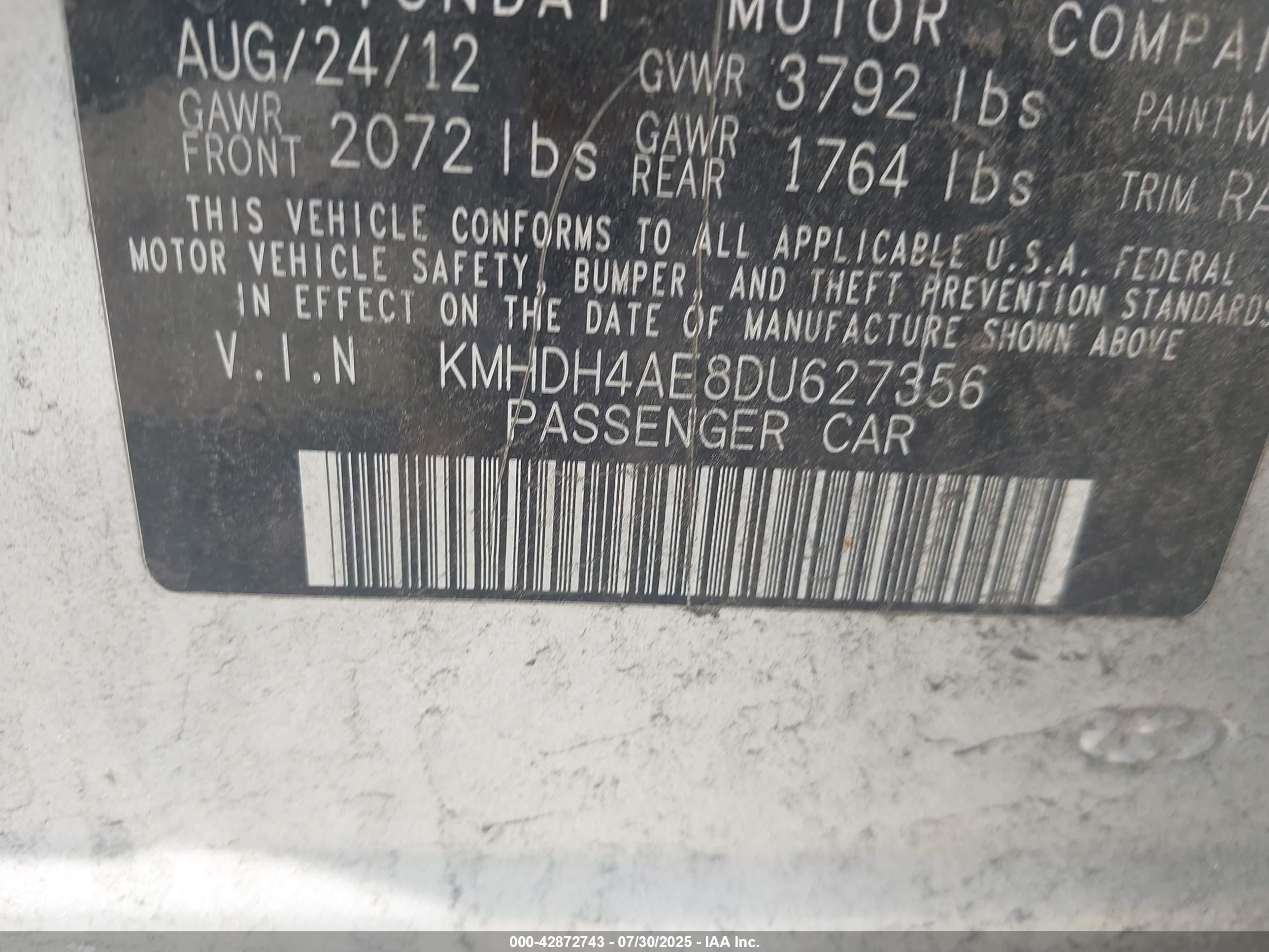2013 Hyundai Elantra Limited Silver vin: KMHDH4AE8DU627356