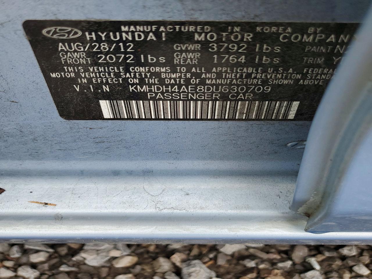 2013 Hyundai Elantra Limited Blue vin: KMHDH4AE8DU630709