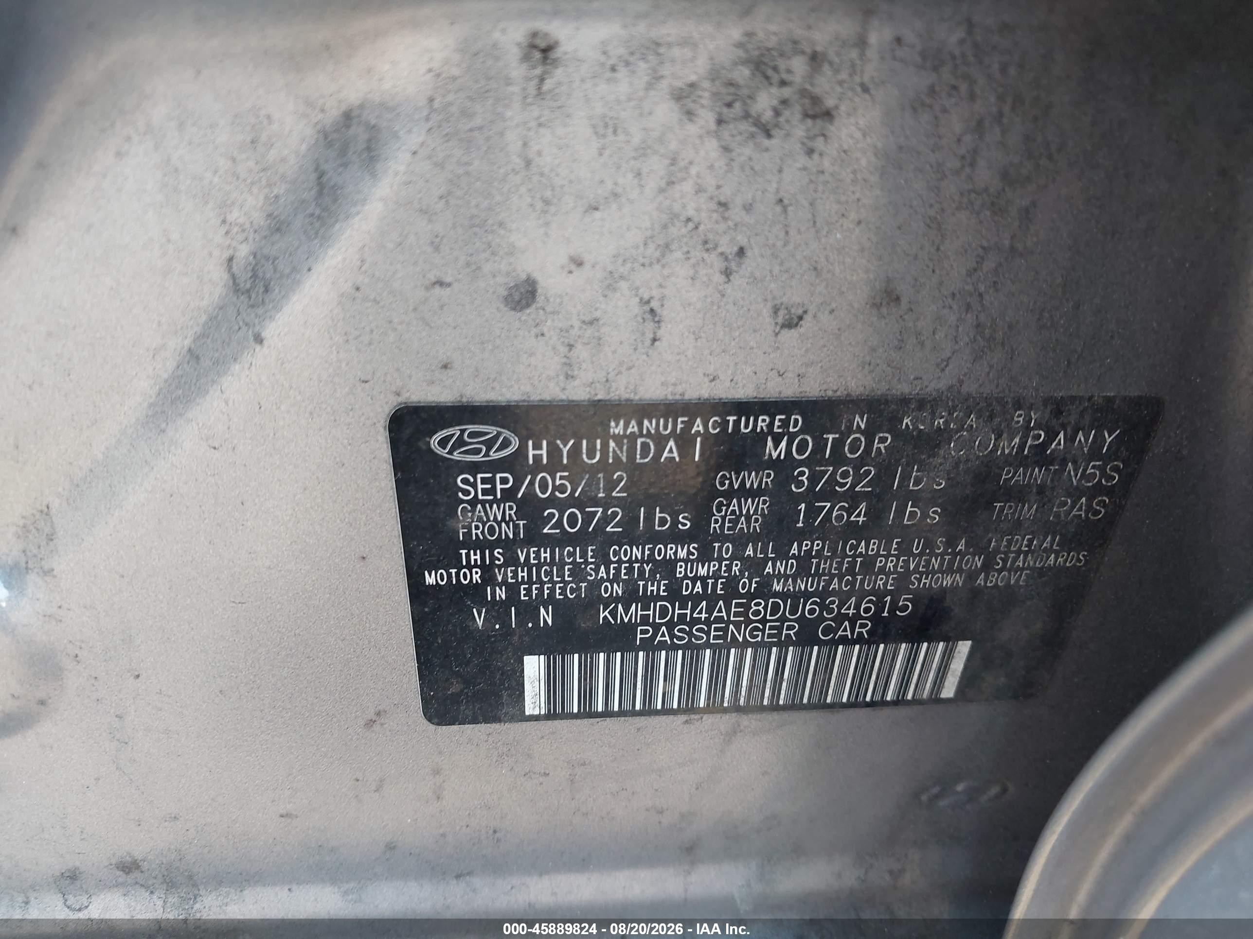 2013 Hyundai Elantra Gls/limited Gray vin: KMHDH4AE8DU634615