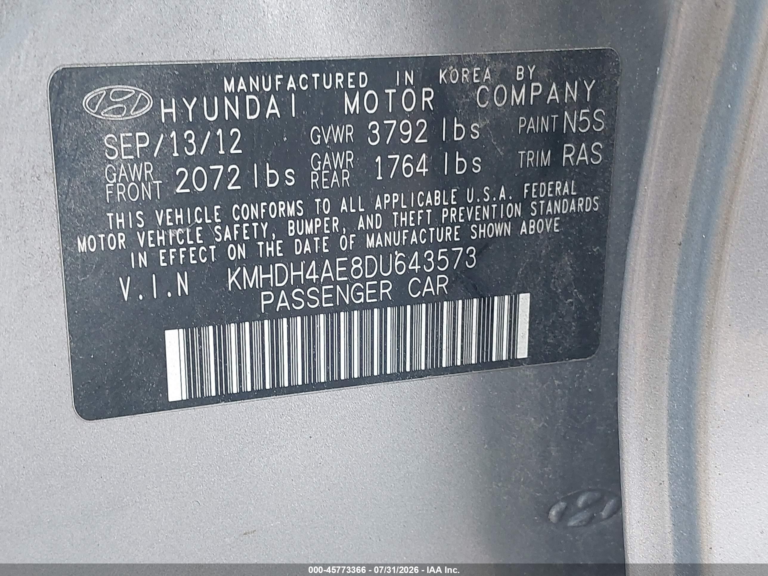 2013 Hyundai Elantra Gls Silver vin: KMHDH4AE8DU643573