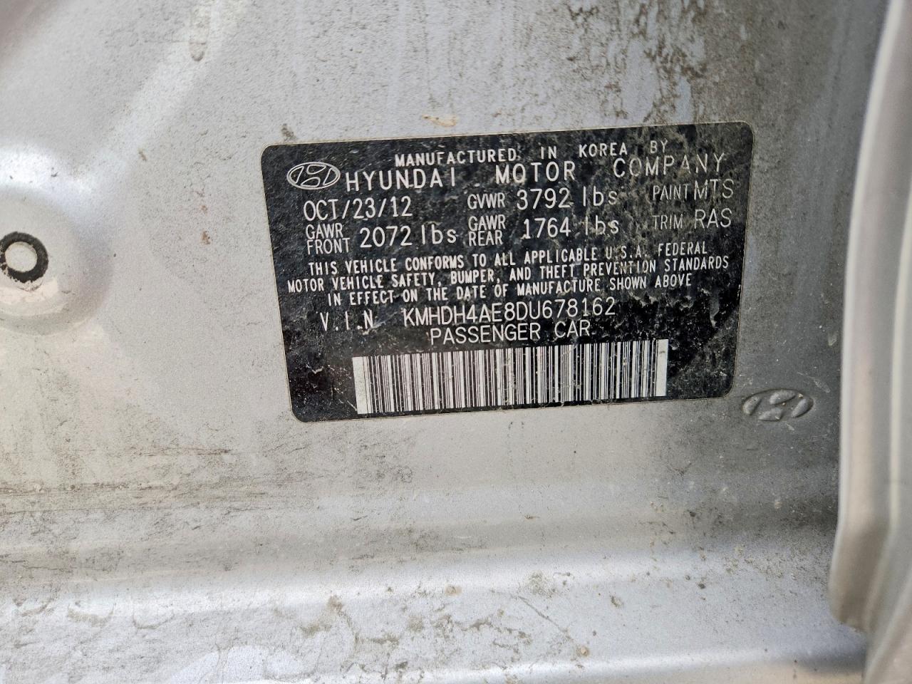 2013 Hyundai Elantra Gls Silver vin: KMHDH4AE8DU678162