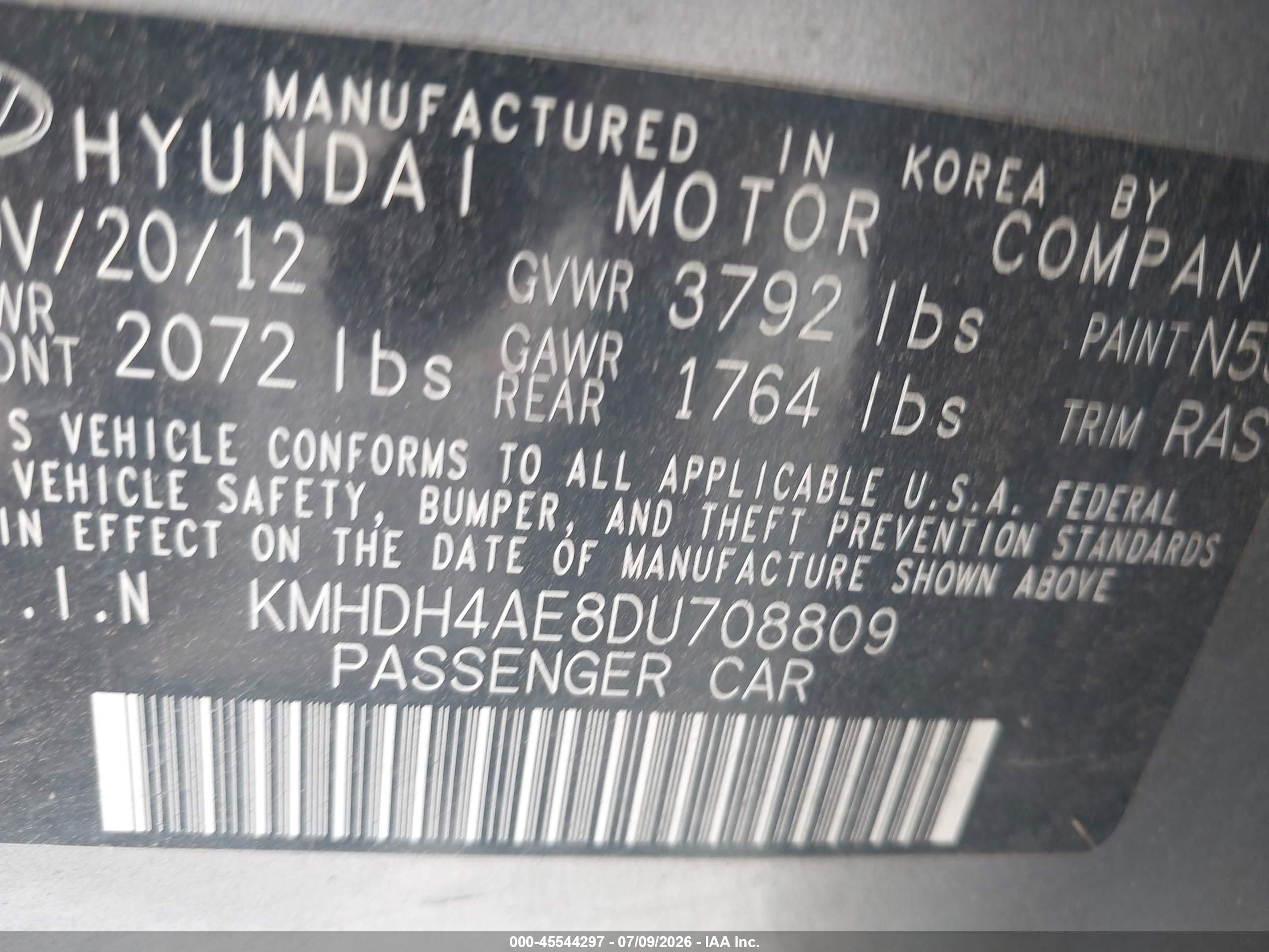 2013 Hyundai Elantra Limited Silver vin: KMHDH4AE8DU708809