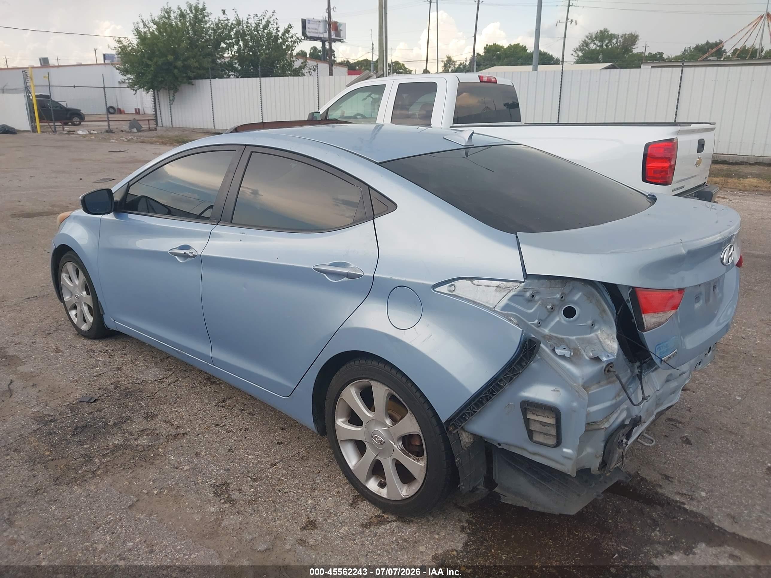 2013 Hyundai Elantra Limited Light Blue vin: KMHDH4AE8DU842669
